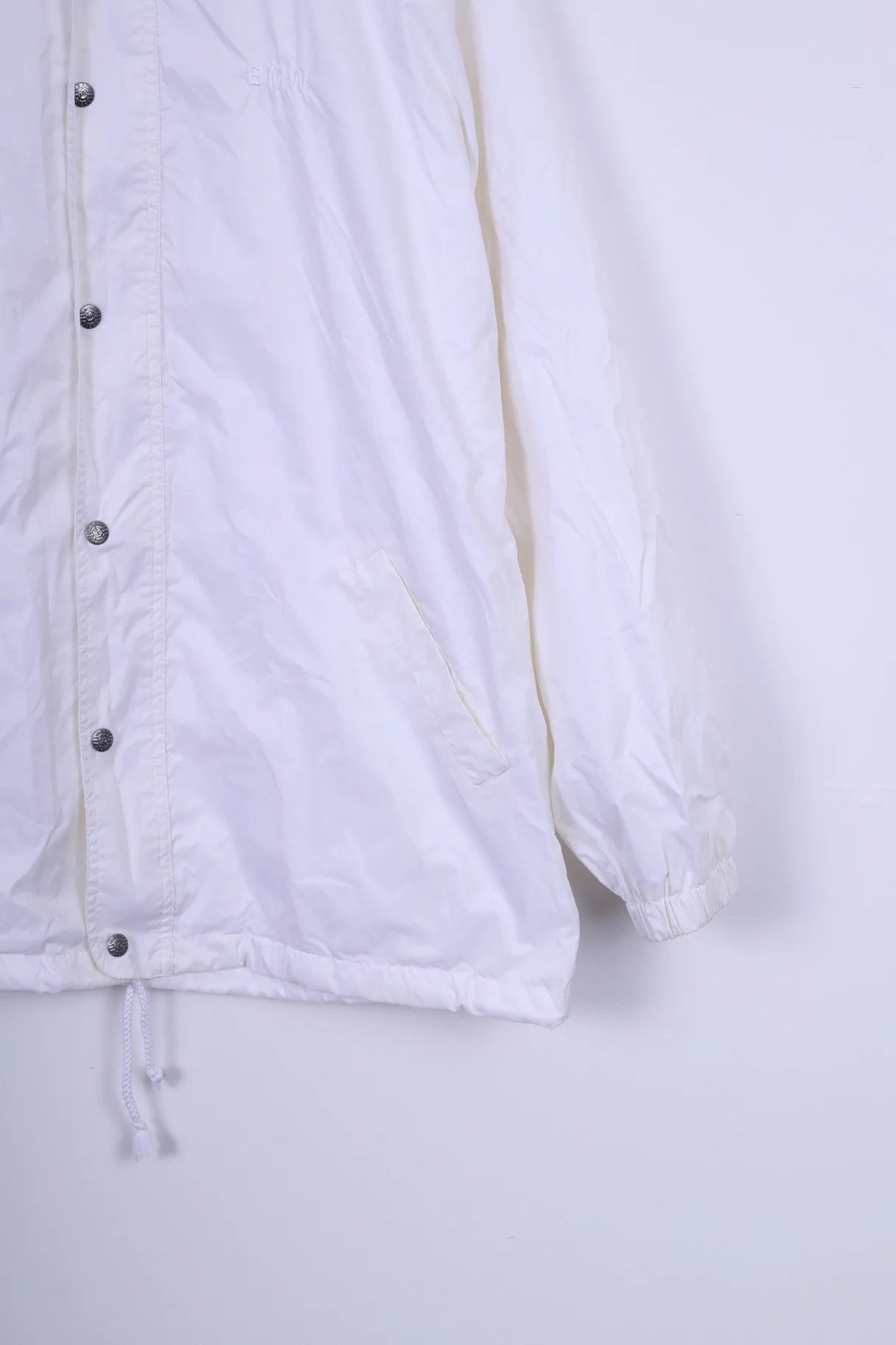 US Basic Womens L Jacket Cream Nylon Waterproof BMW Zip Up Lightweight Top