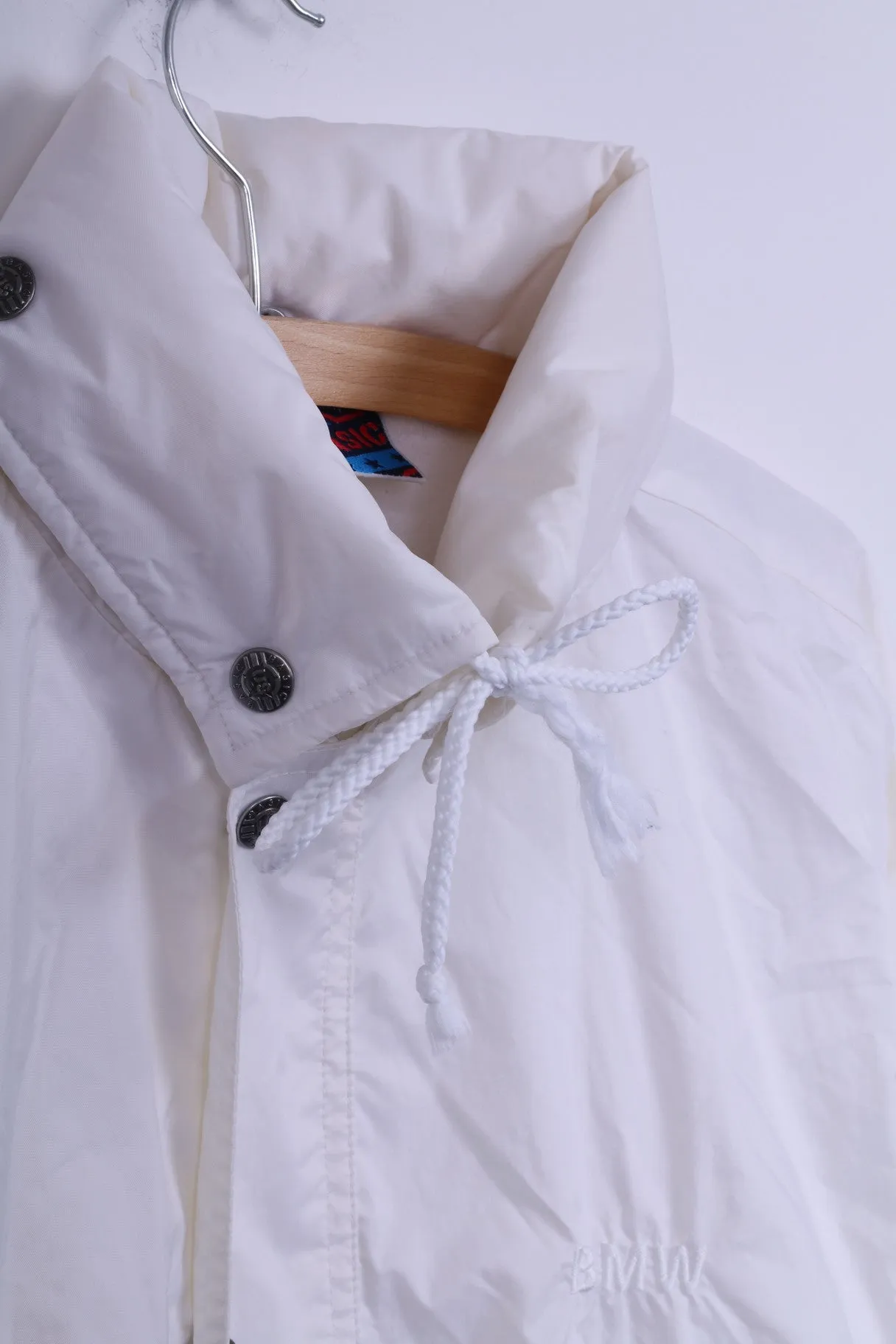 US Basic Womens L Jacket Cream Nylon Waterproof BMW Zip Up Lightweight Top