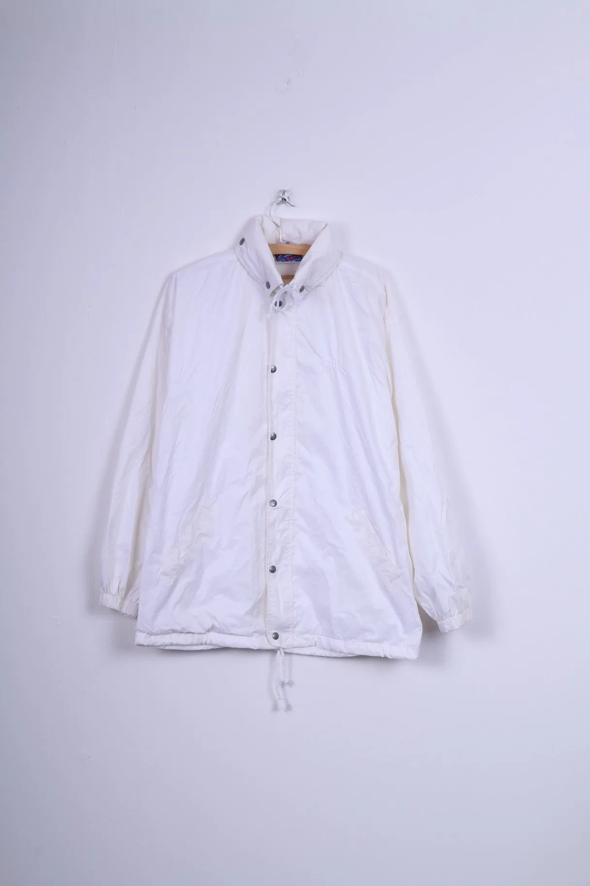 US Basic Womens L Jacket Cream Nylon Waterproof BMW Zip Up Lightweight Top