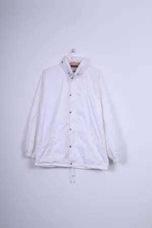 US Basic Womens L Jacket Cream Nylon Waterproof BMW Zip Up Lightweight Top