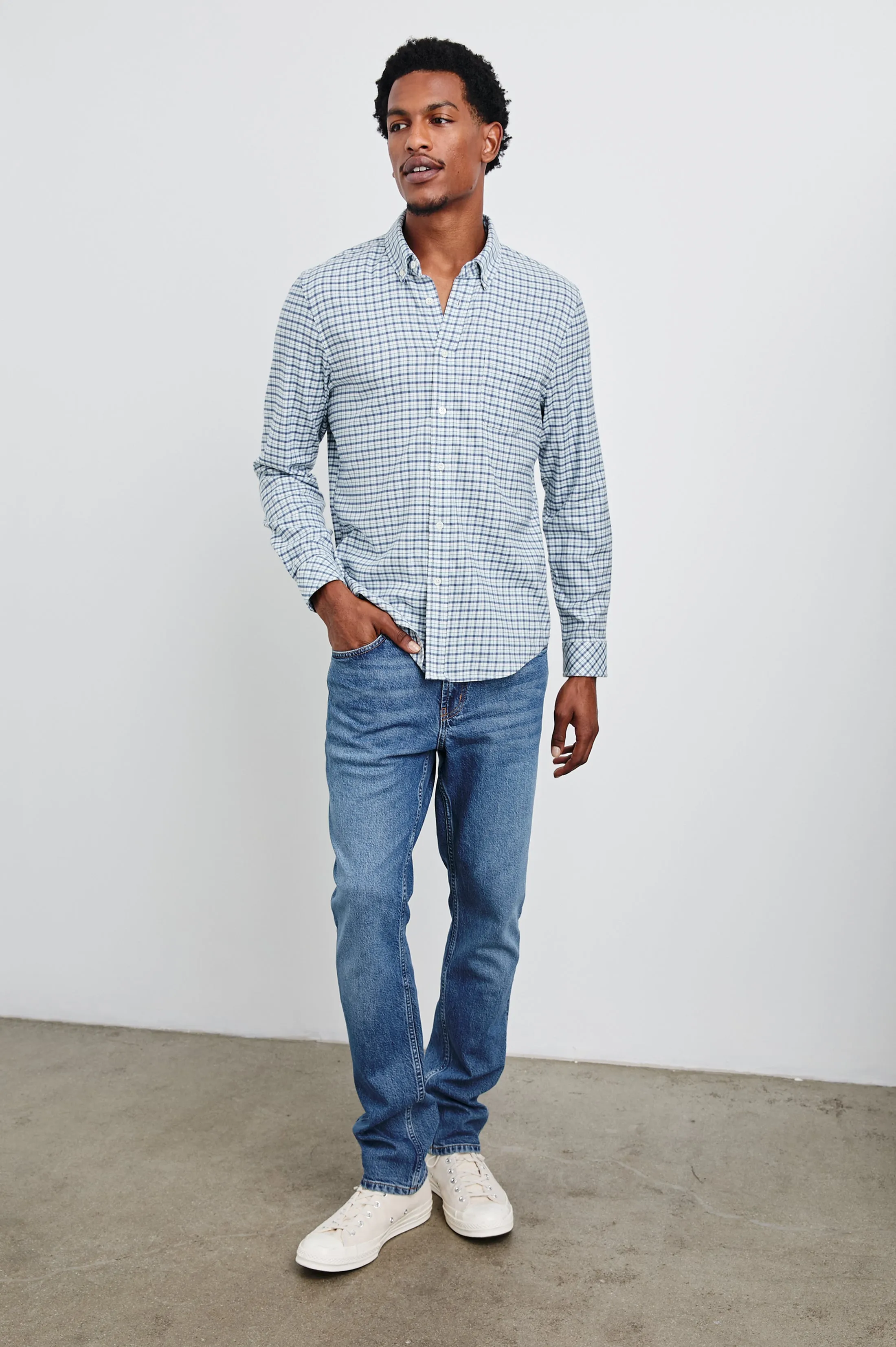 VANCE SHIRT - STELLAR NAVY CHECK Rails