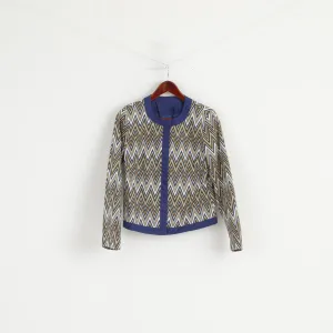 Vintage Womens 12 38 Jacket Blue Aztec Print Cotton Snaps Casual Blazer Top
