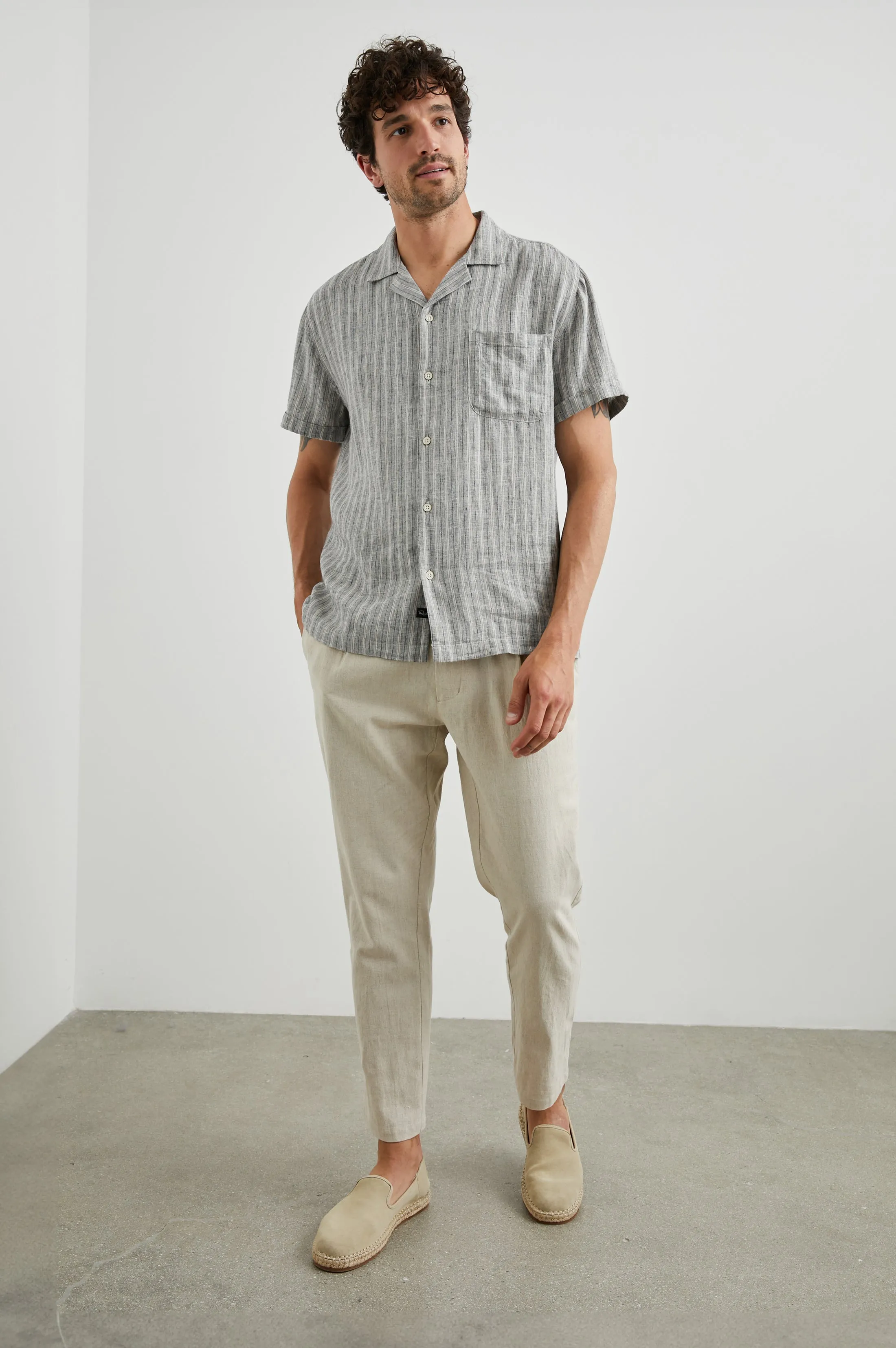 WAIMEA SHIRT - QUINOA NAVY STRIPE Rails