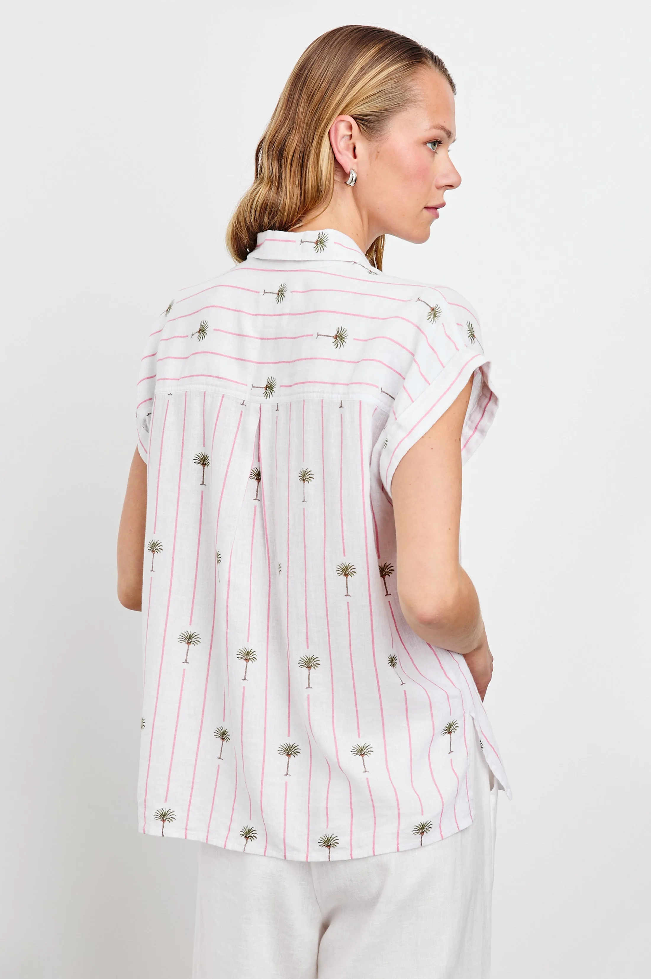 WHITNEY SHIRT - PINK PALM STRIPE Rails