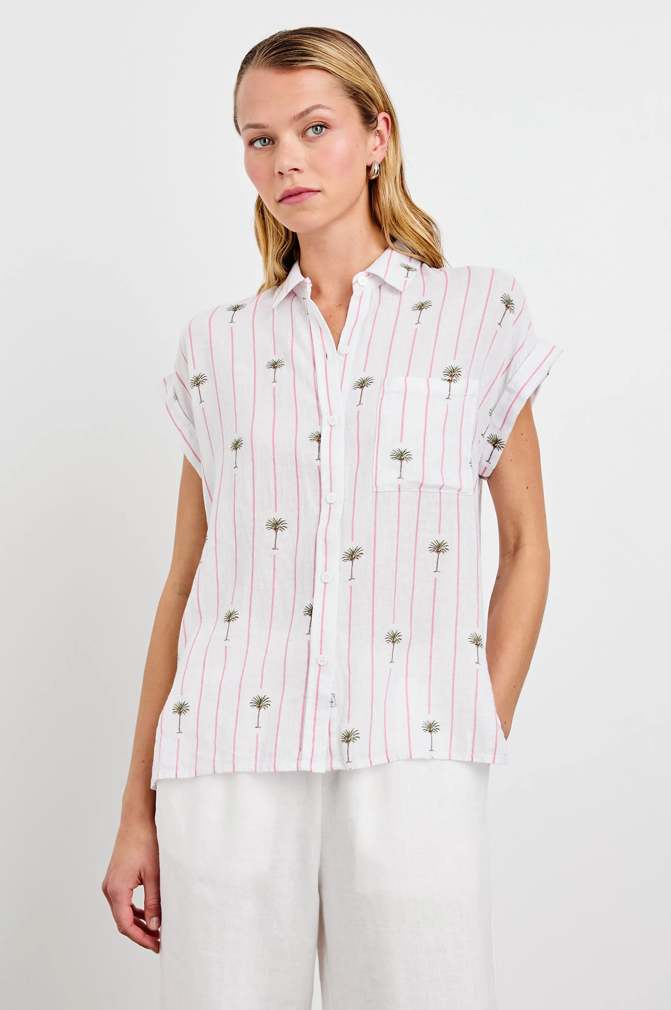 WHITNEY SHIRT - PINK PALM STRIPE Rails