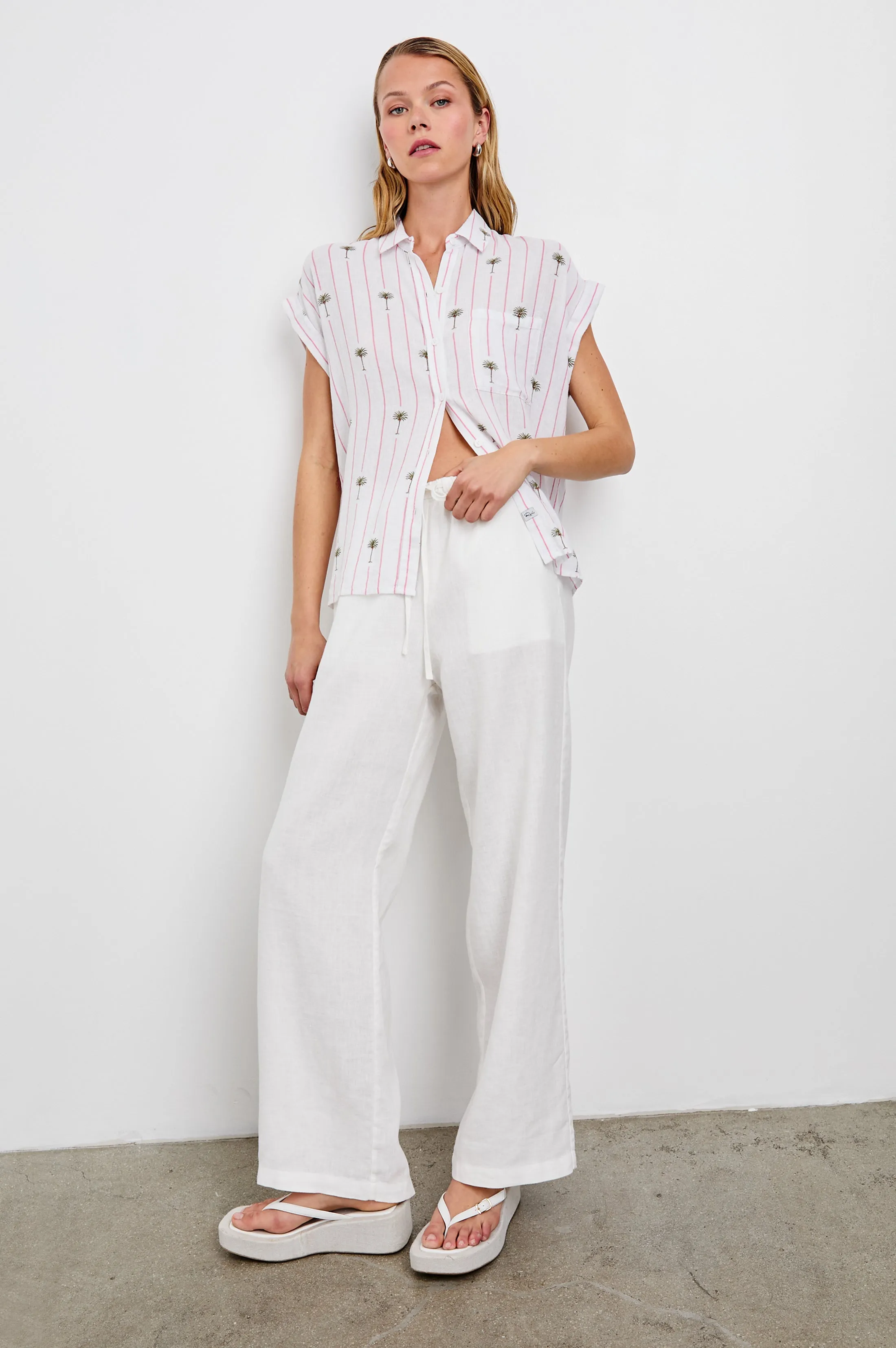 WHITNEY SHIRT - PINK PALM STRIPE Rails