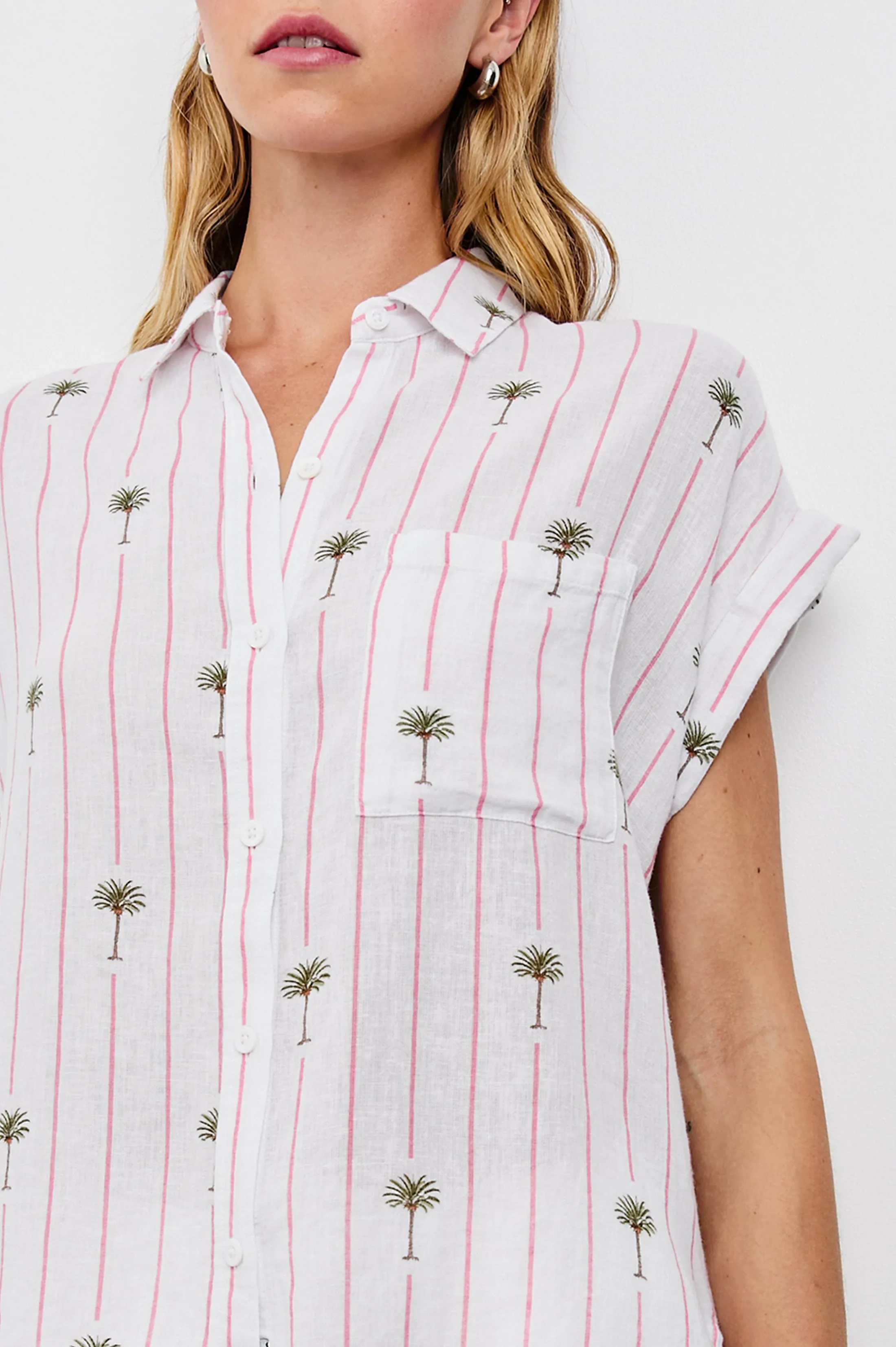 WHITNEY SHIRT - PINK PALM STRIPE Rails