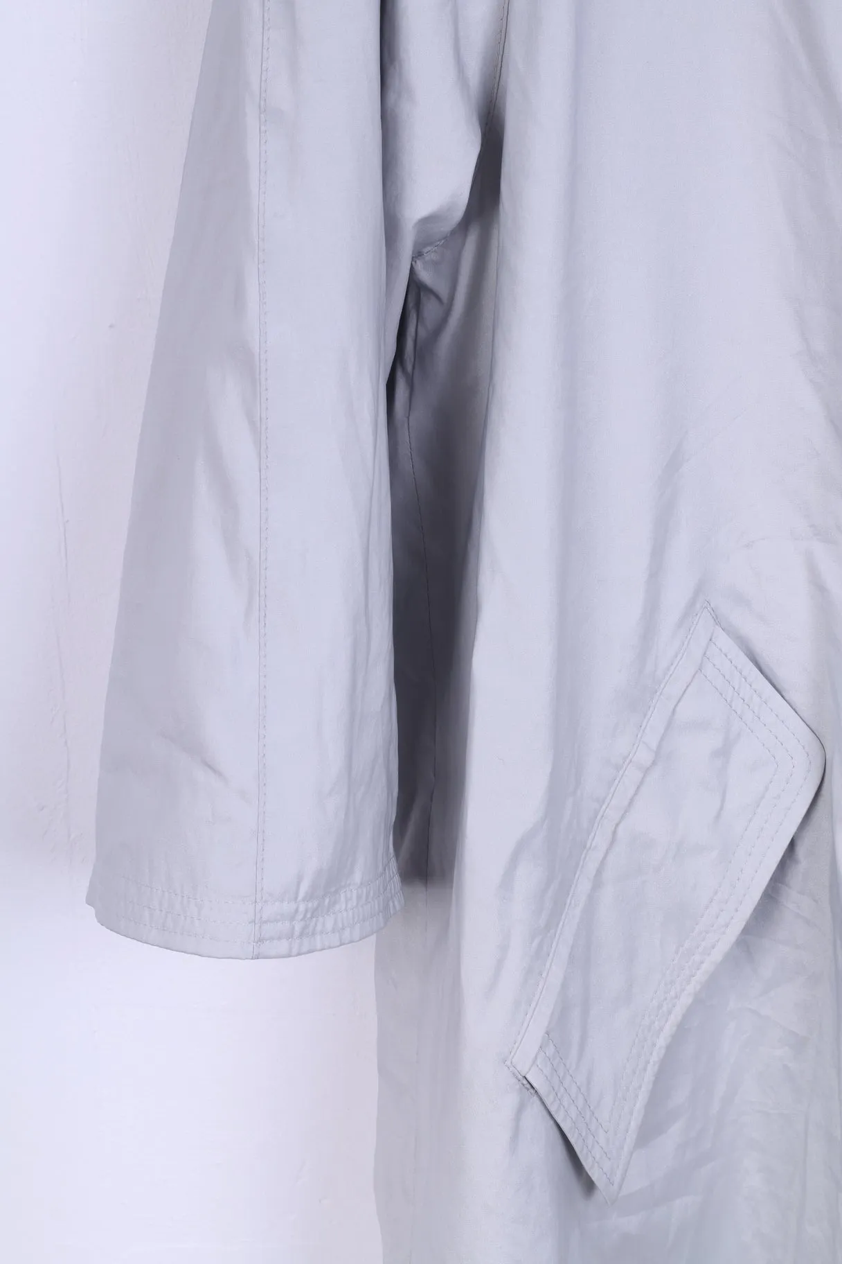 Womens 42 Coat Grey Lightweight Casual Double Breasted Top Shoulder Pads