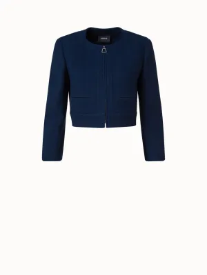 Wool Crêpe Double-Face Short Jacket Akris