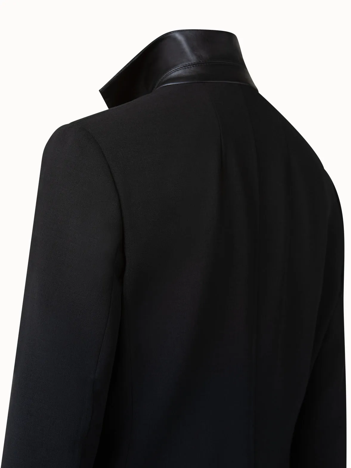 Wool Double-Face Blazer with a Leather-Lined Collar Akris