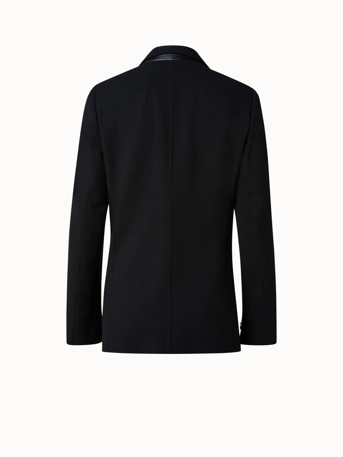 Wool Double-Face Blazer with a Leather-Lined Collar Akris