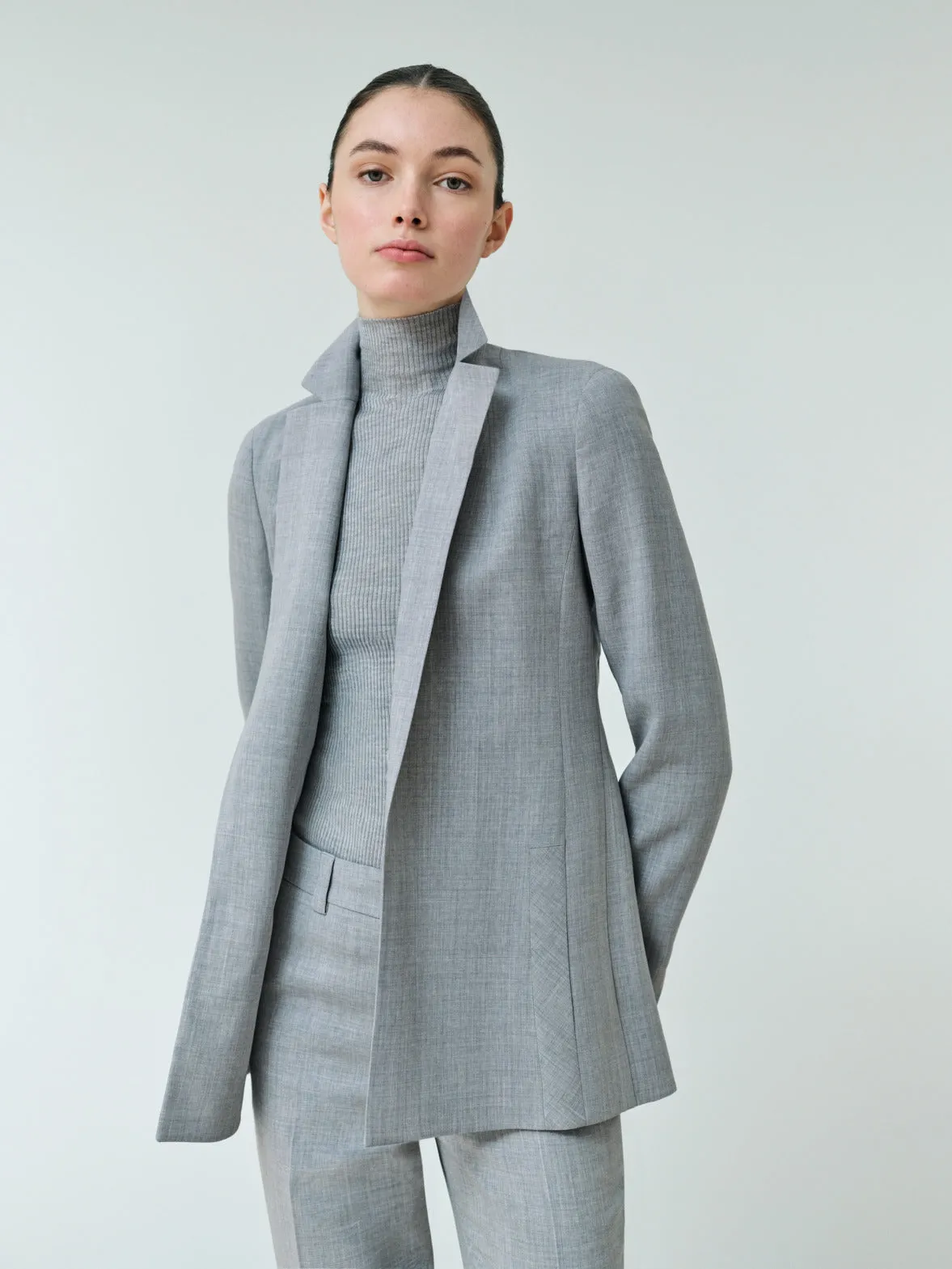 Wool Double-Face Blazer with Elongated Lapel Akris