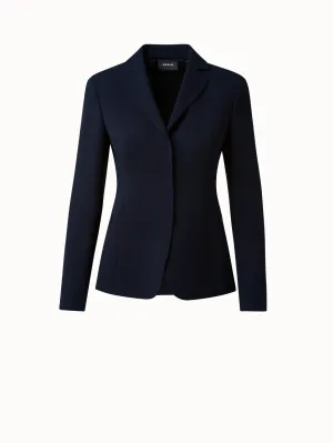 Wool Double-Face Blazer with Leather Collar Akris
