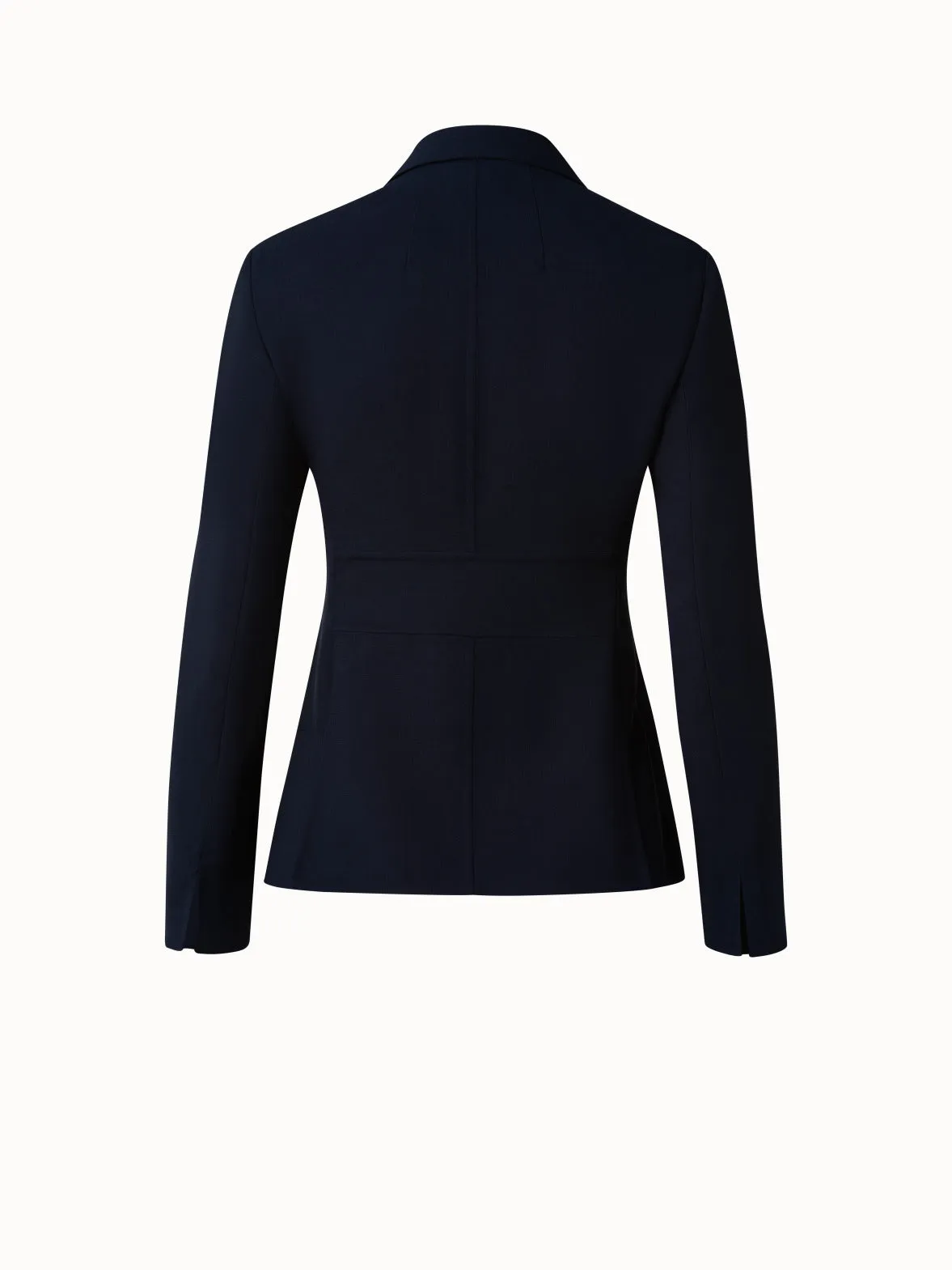 Wool Double-Face Blazer with Leather Collar Akris