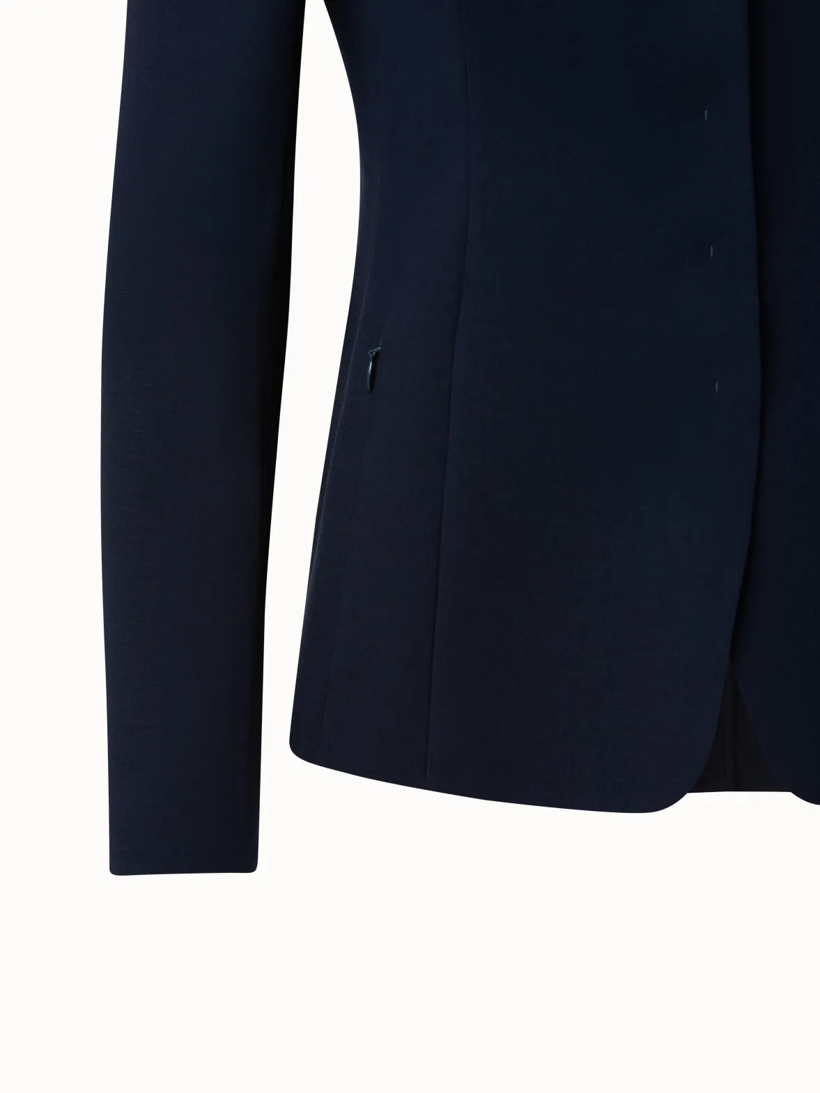 Wool Double-Face Blazer with Leather Collar Akris
