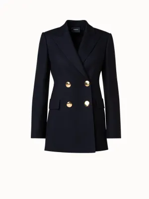 Wool Double-Face Double-Breasted Jacket Akris
