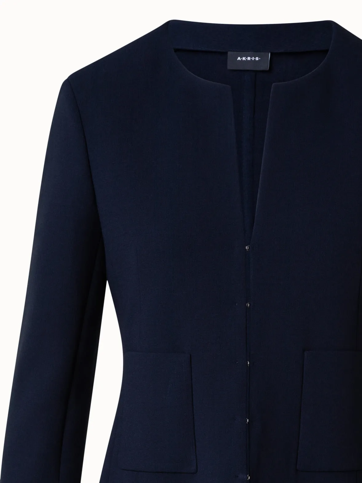 Wool Stretch Double-Face Long Jacket Akris