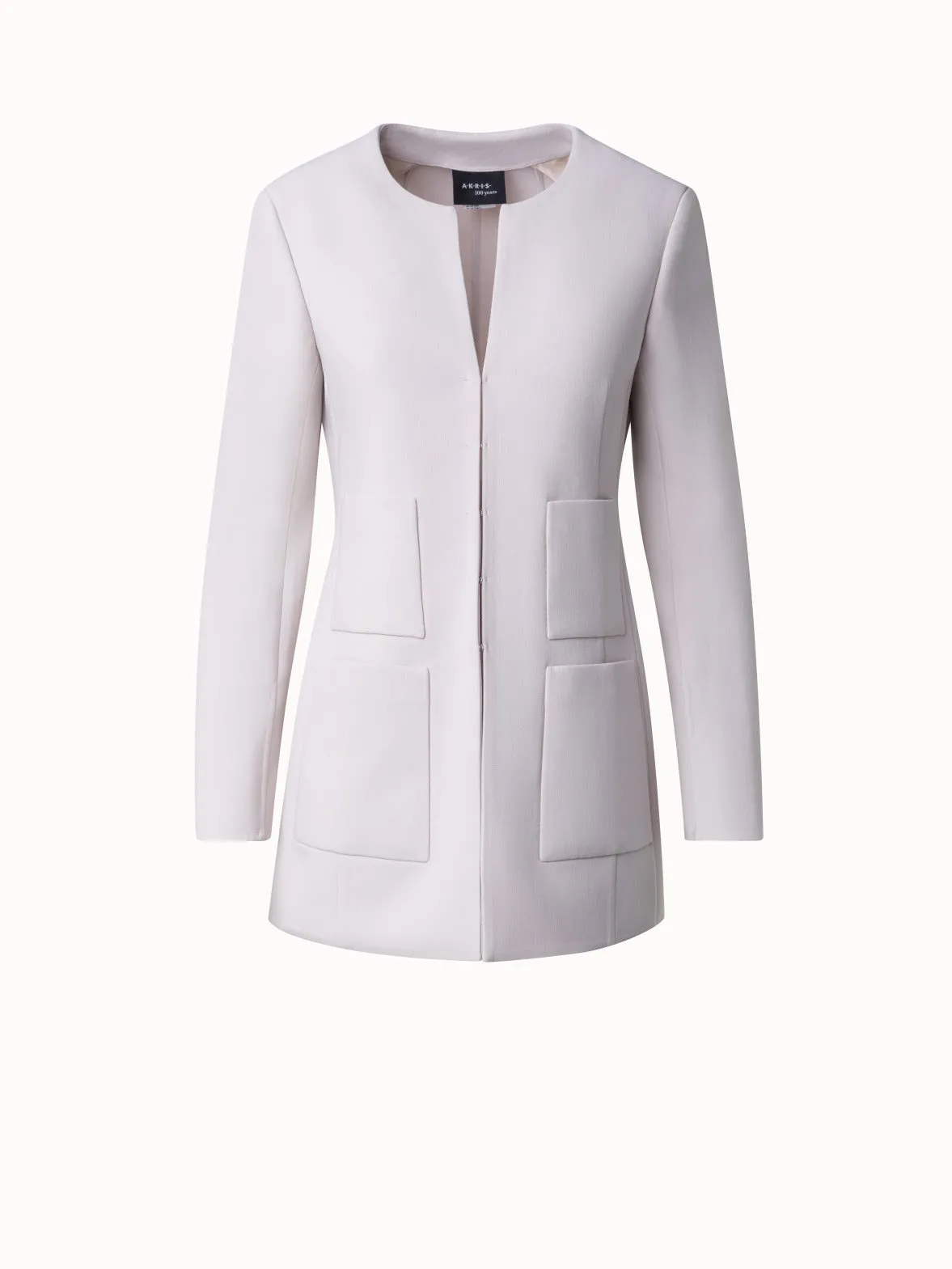 Wool Stretch Double-Face Long Jacket Akris