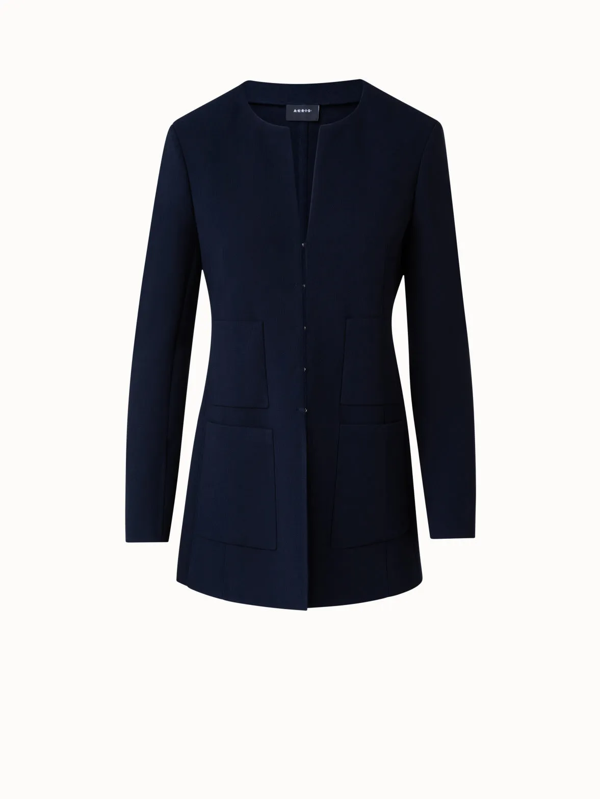 Wool Stretch Double-Face Long Jacket Akris
