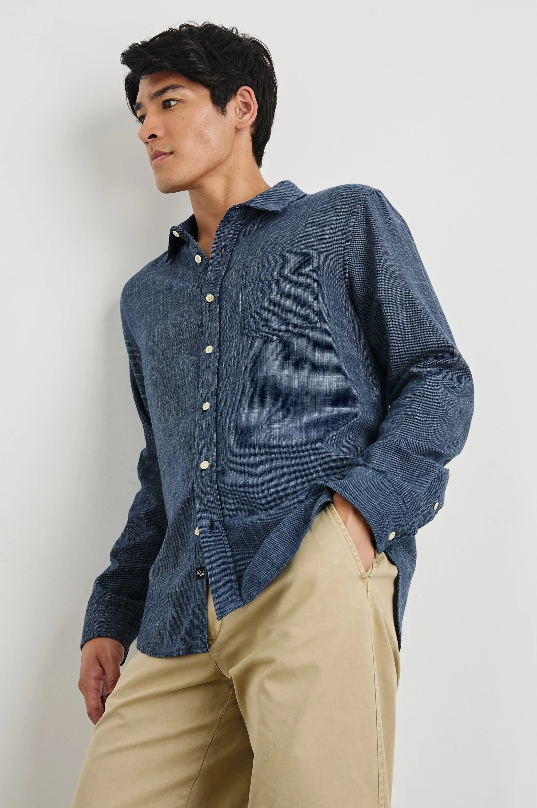 WYATT RELAXED FIT SHIRT - NAVY ETCH Rails
