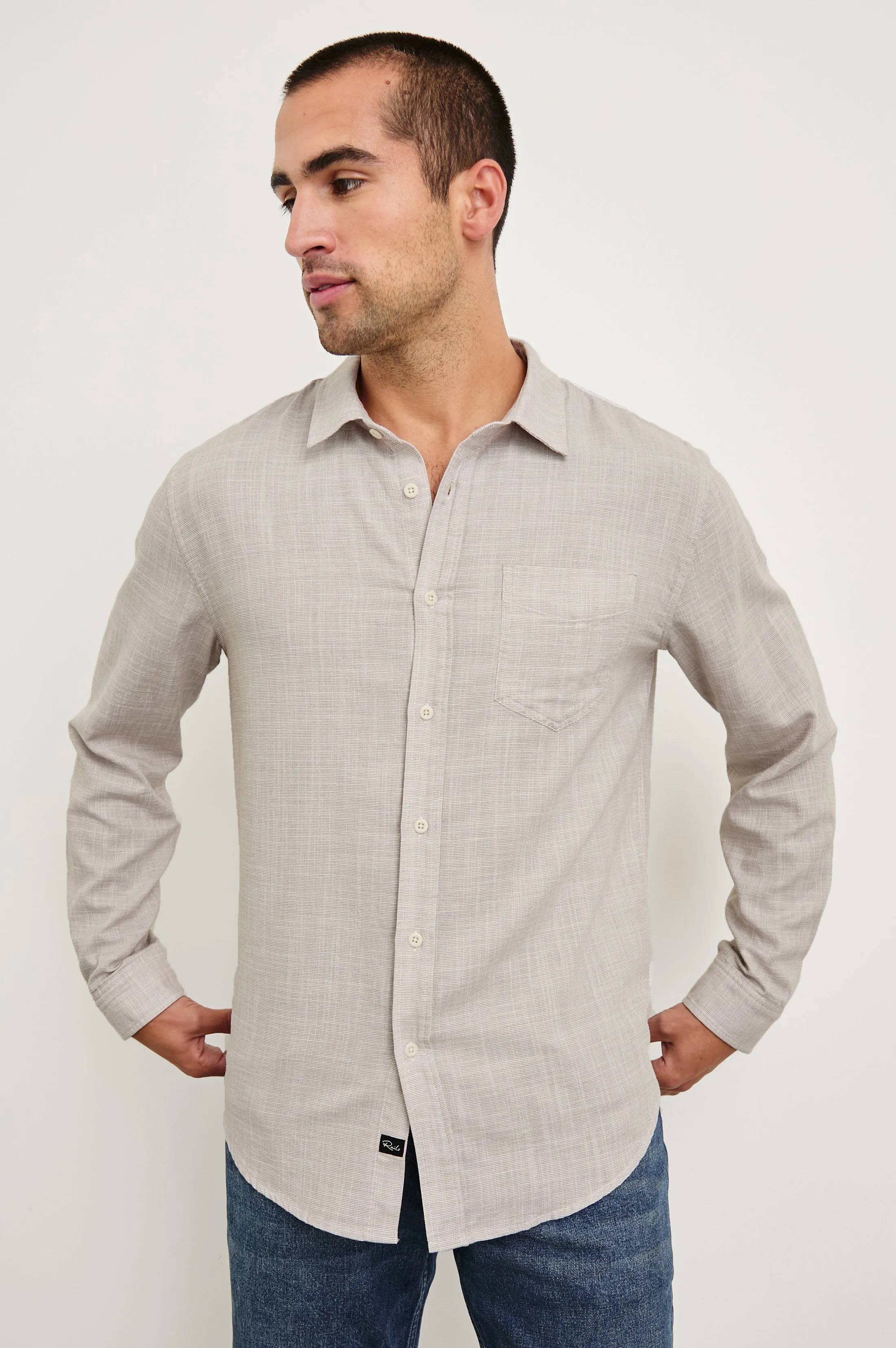 WYATT RELAXED FIT SHIRT - TAHINI ETCH Rails