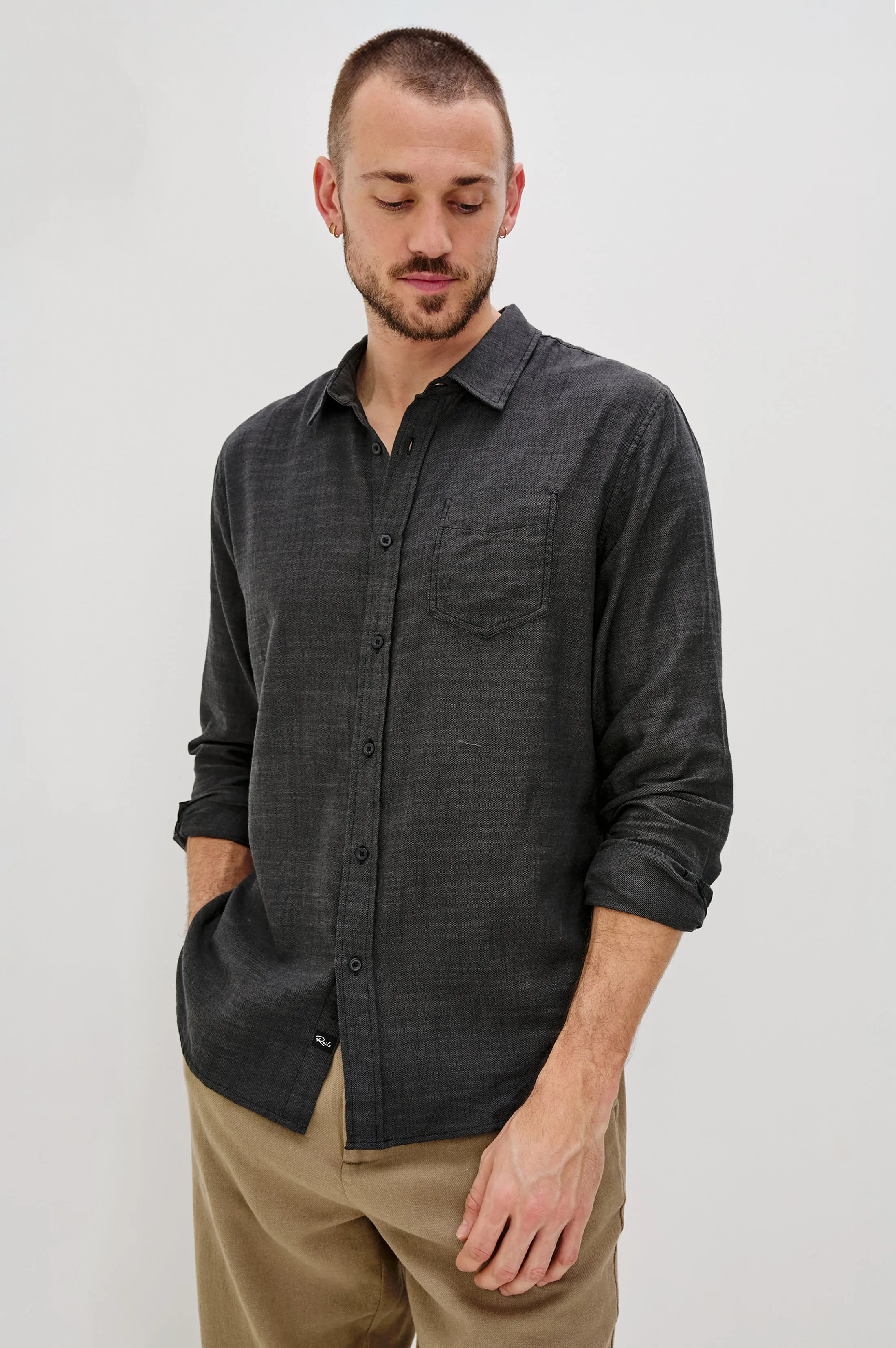 WYATT SHIRT - BLACK CHAMBRAY Rails