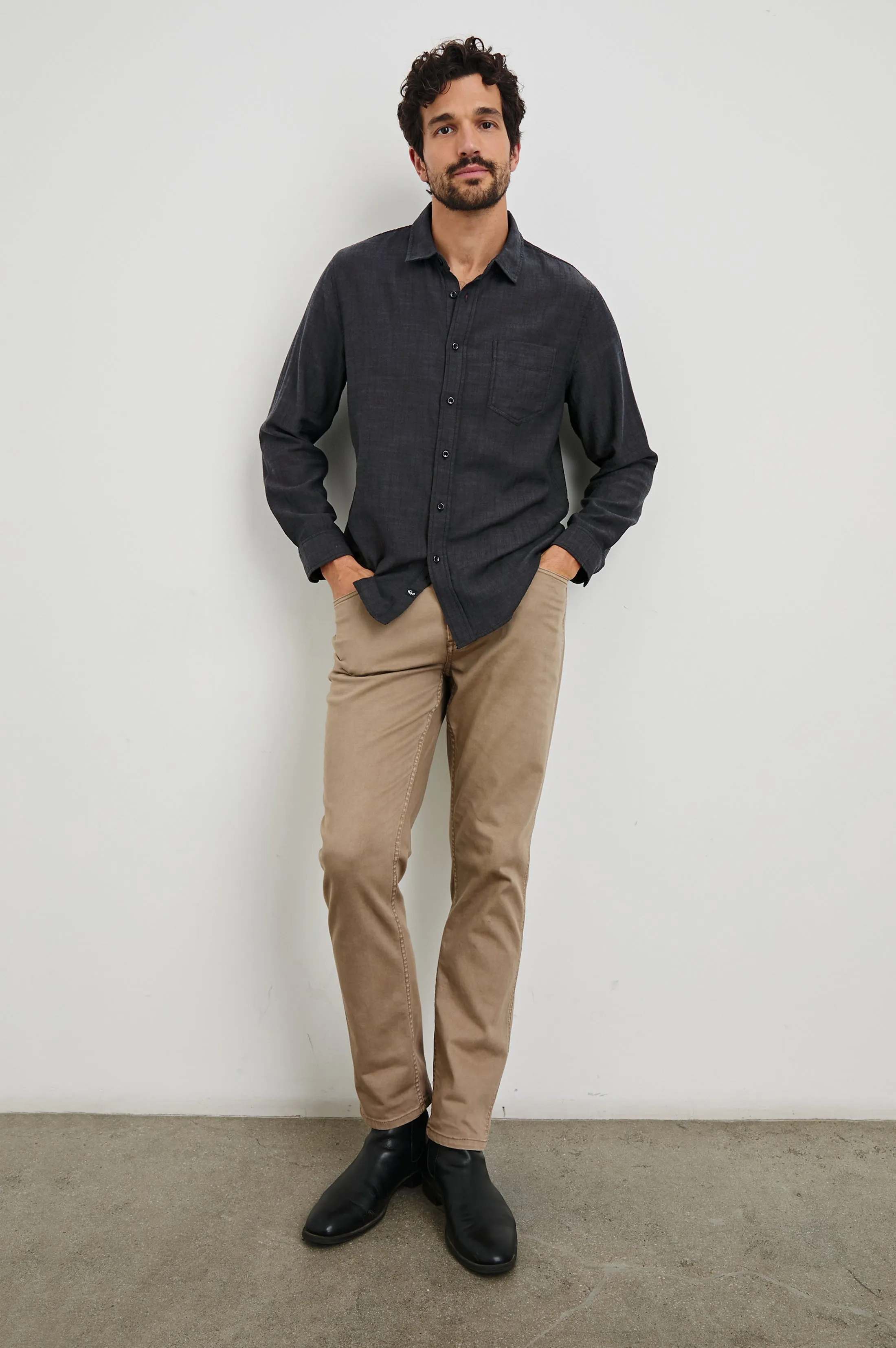 WYATT SHIRT - BLACK CHAMBRAY Rails