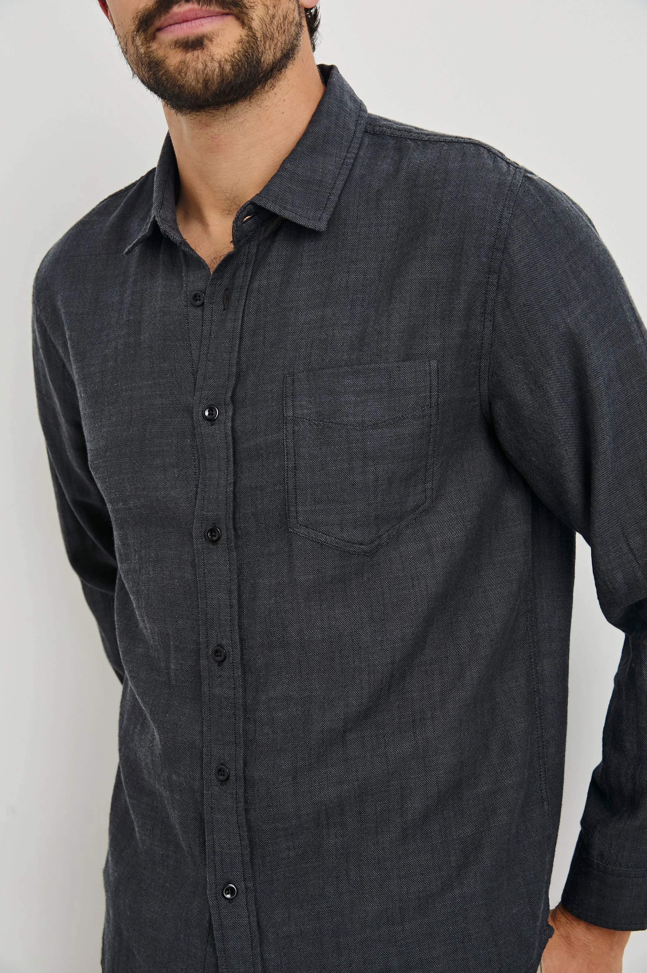 WYATT SHIRT - BLACK CHAMBRAY Rails