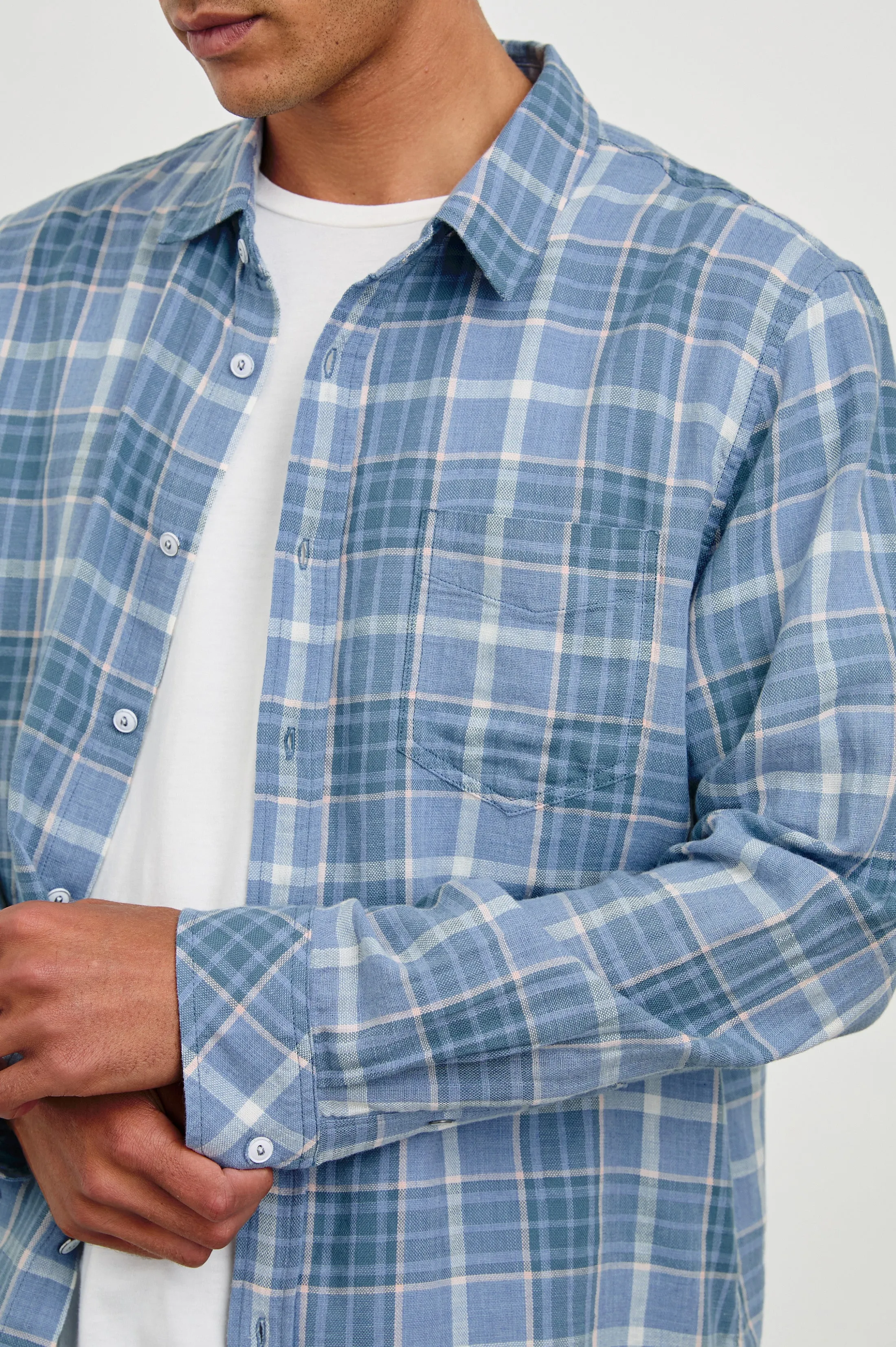 WYATT SHIRT - BLUE EBI MELANGE Rails