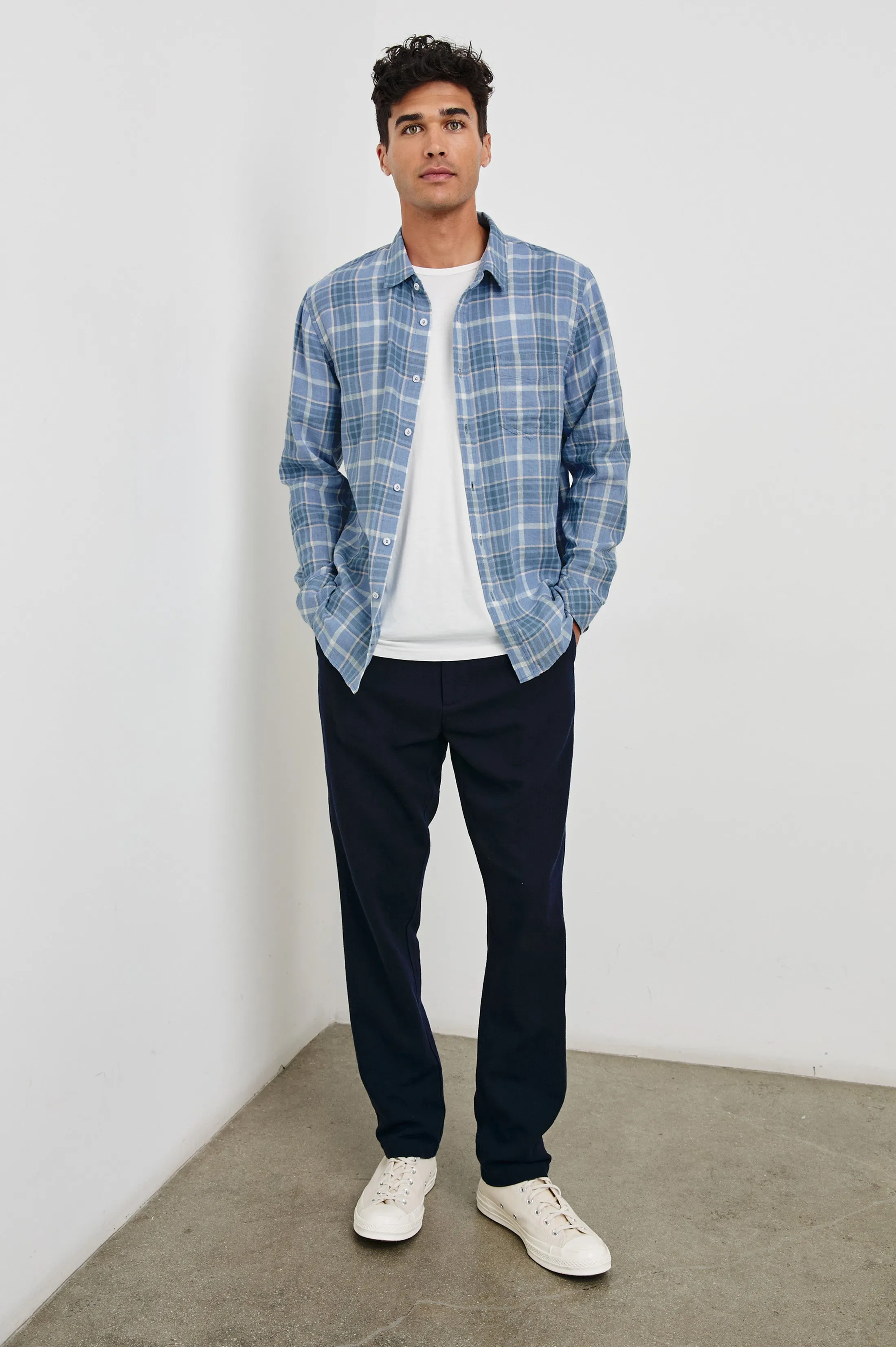 WYATT SHIRT - BLUE EBI MELANGE Rails