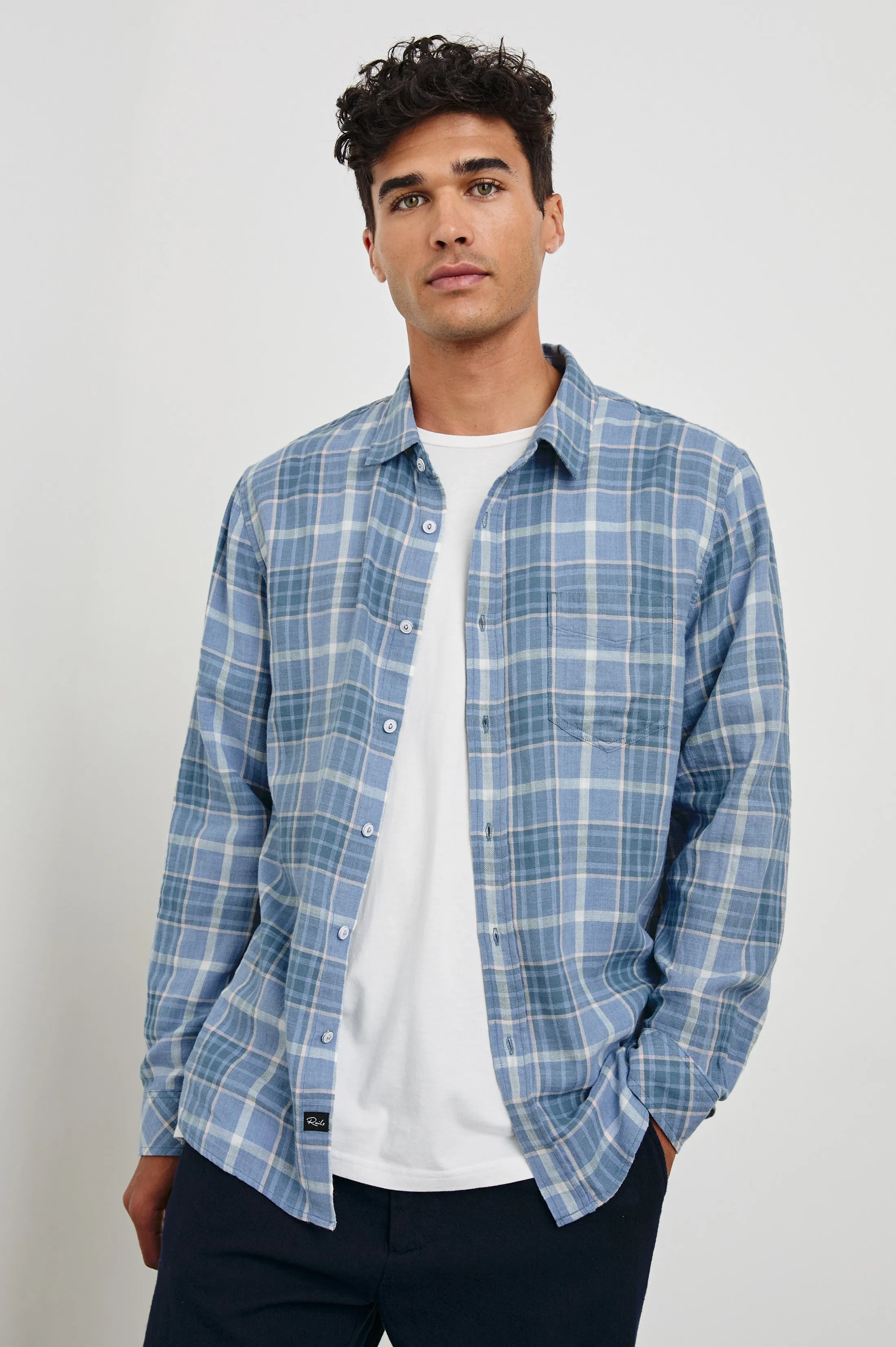 WYATT SHIRT - BLUE EBI MELANGE Rails