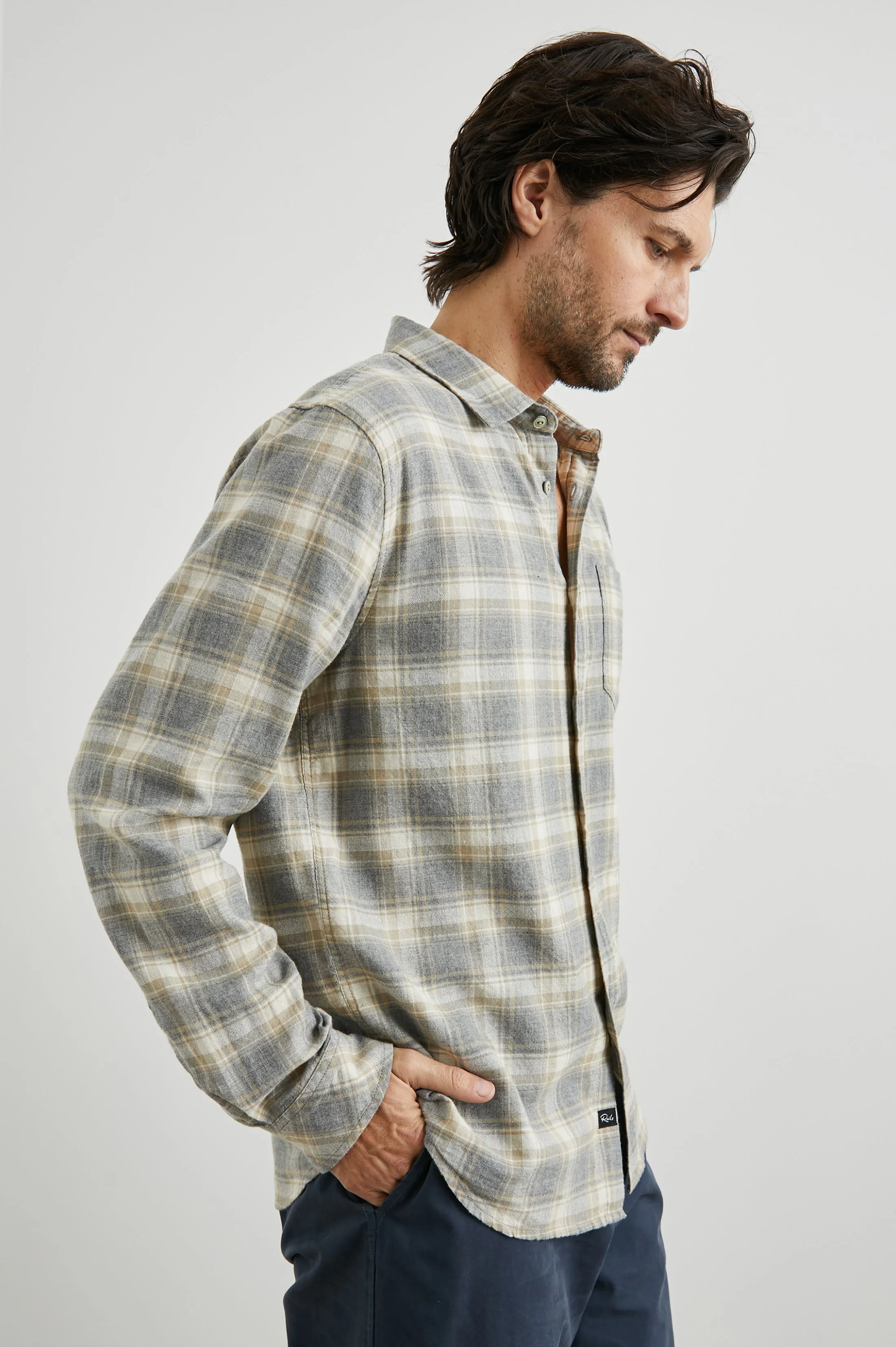 WYATT SHIRT - CHARCOAL DESERT MELANGE Rails