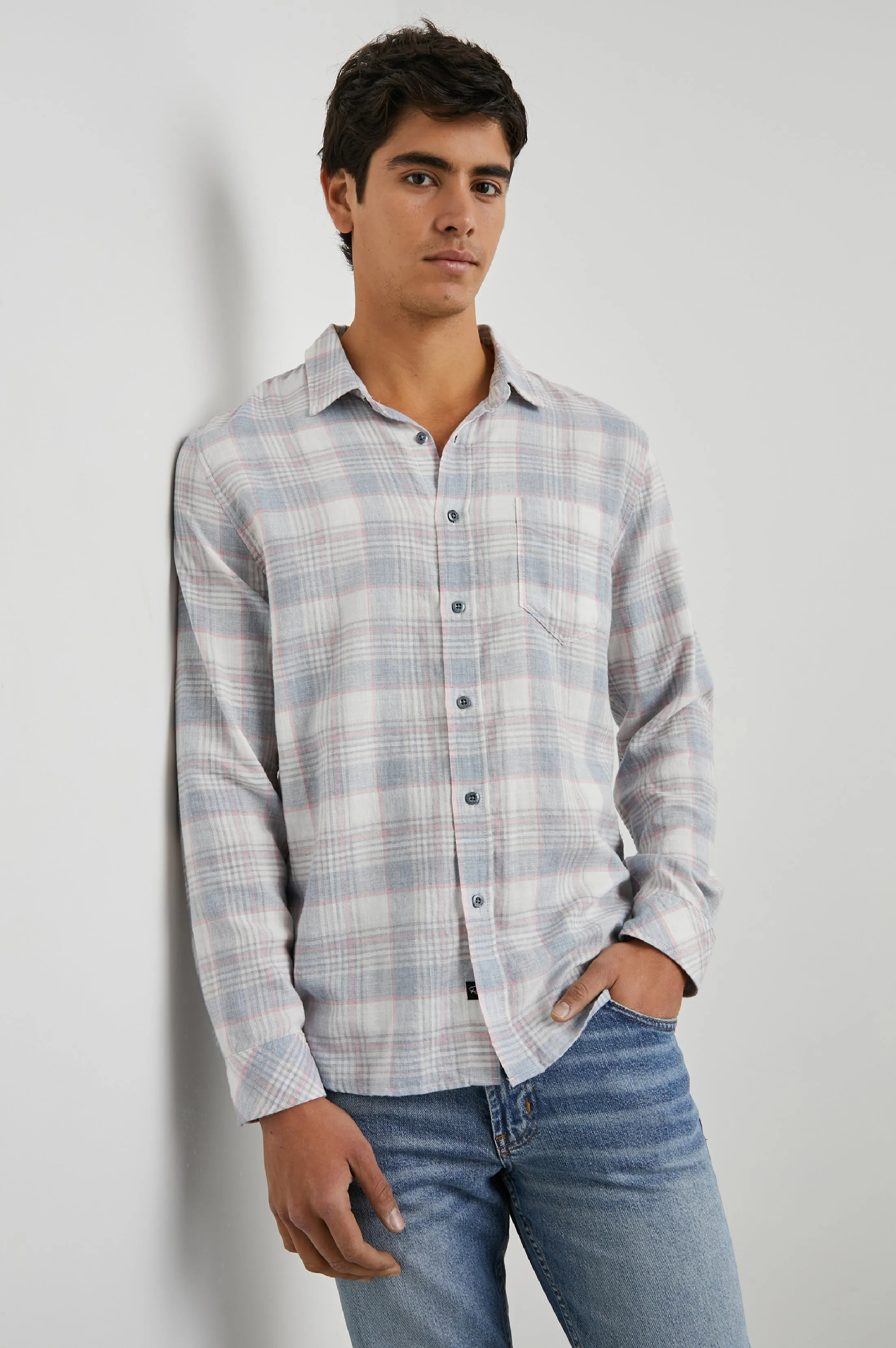 WYATT SHIRT - COBALT FLAMINGO MELANGE Rails
