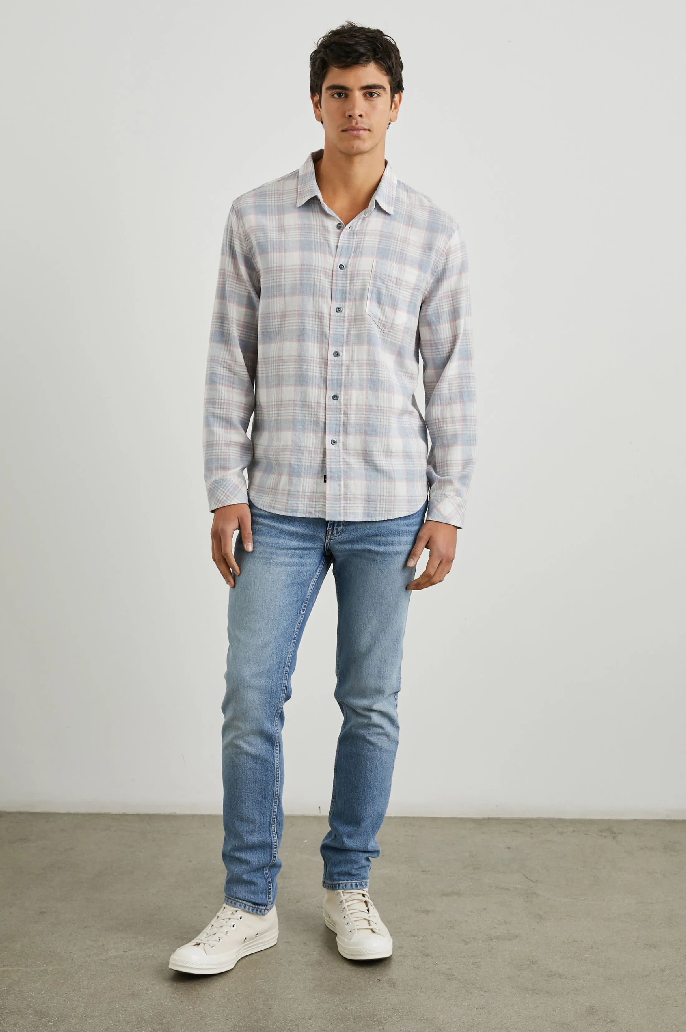 WYATT SHIRT - COBALT FLAMINGO MELANGE Rails