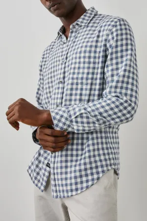 WYATT SHIRT - NAVY GINGHAM MELANGE Rails