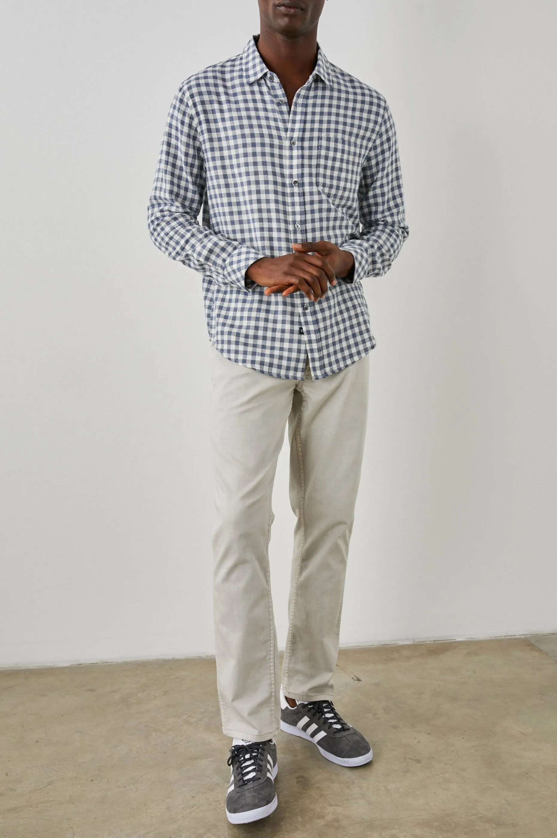 WYATT SHIRT - NAVY GINGHAM MELANGE Rails