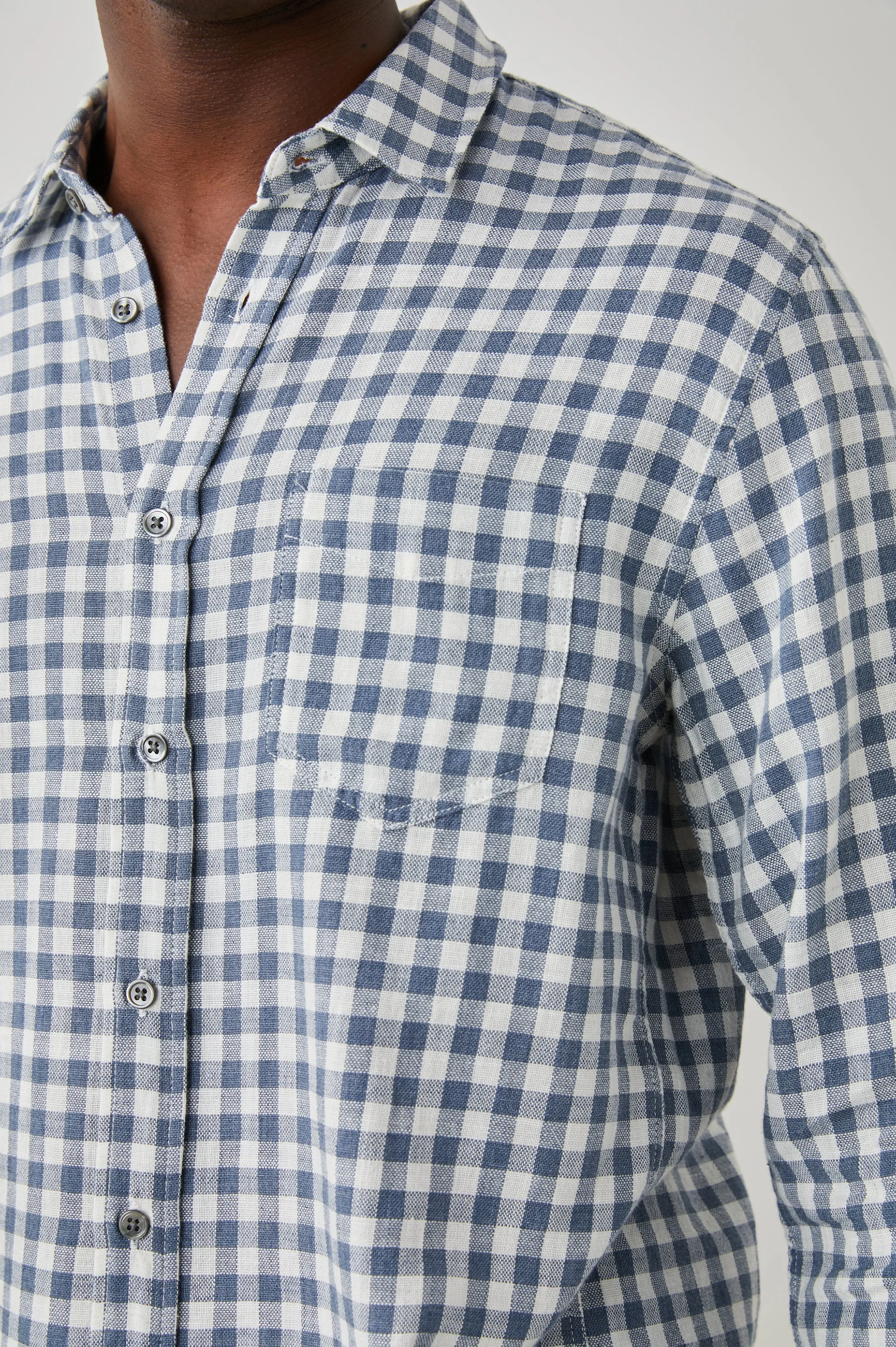 WYATT SHIRT - NAVY GINGHAM MELANGE Rails