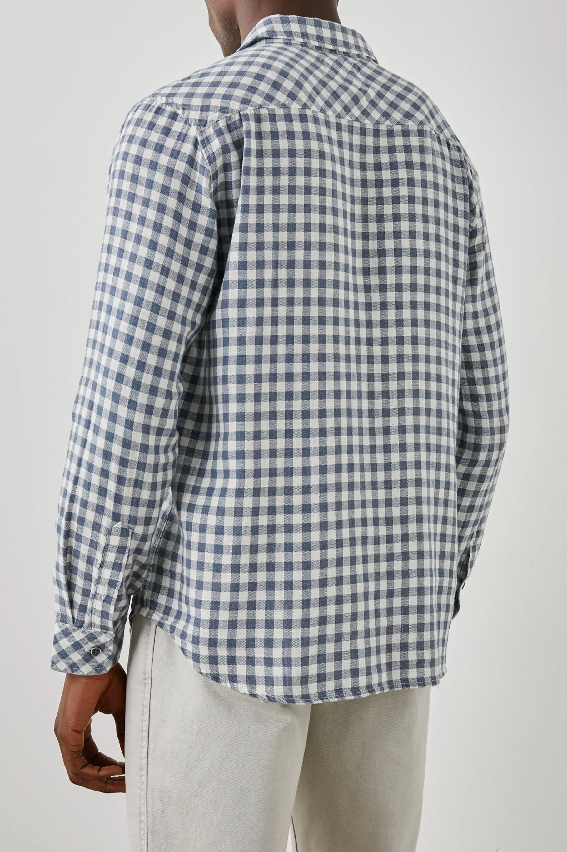 WYATT SHIRT - NAVY GINGHAM MELANGE Rails