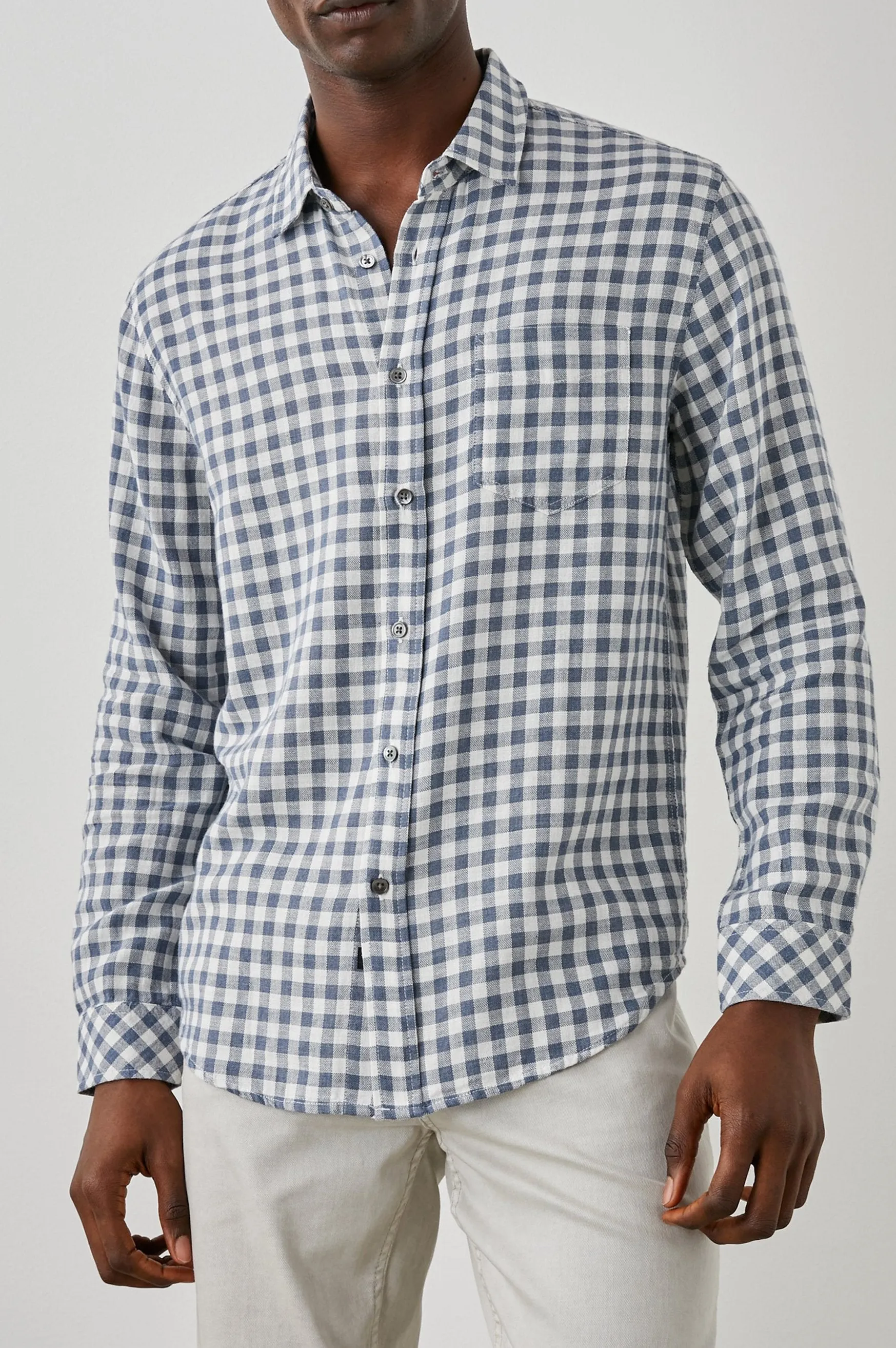 WYATT SHIRT - NAVY GINGHAM MELANGE Rails