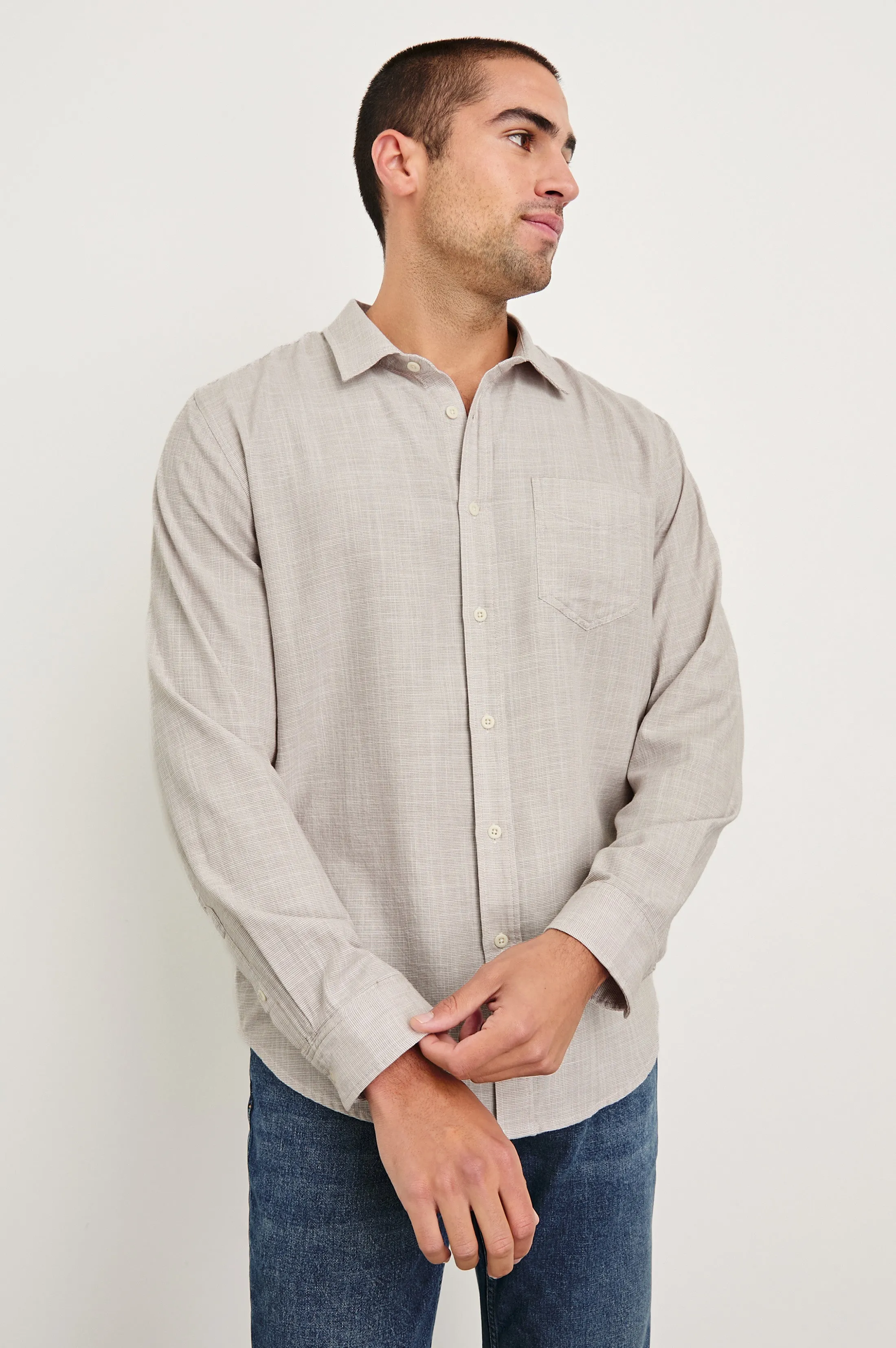 WYATT SHIRT - TAHINI ETCH Rails