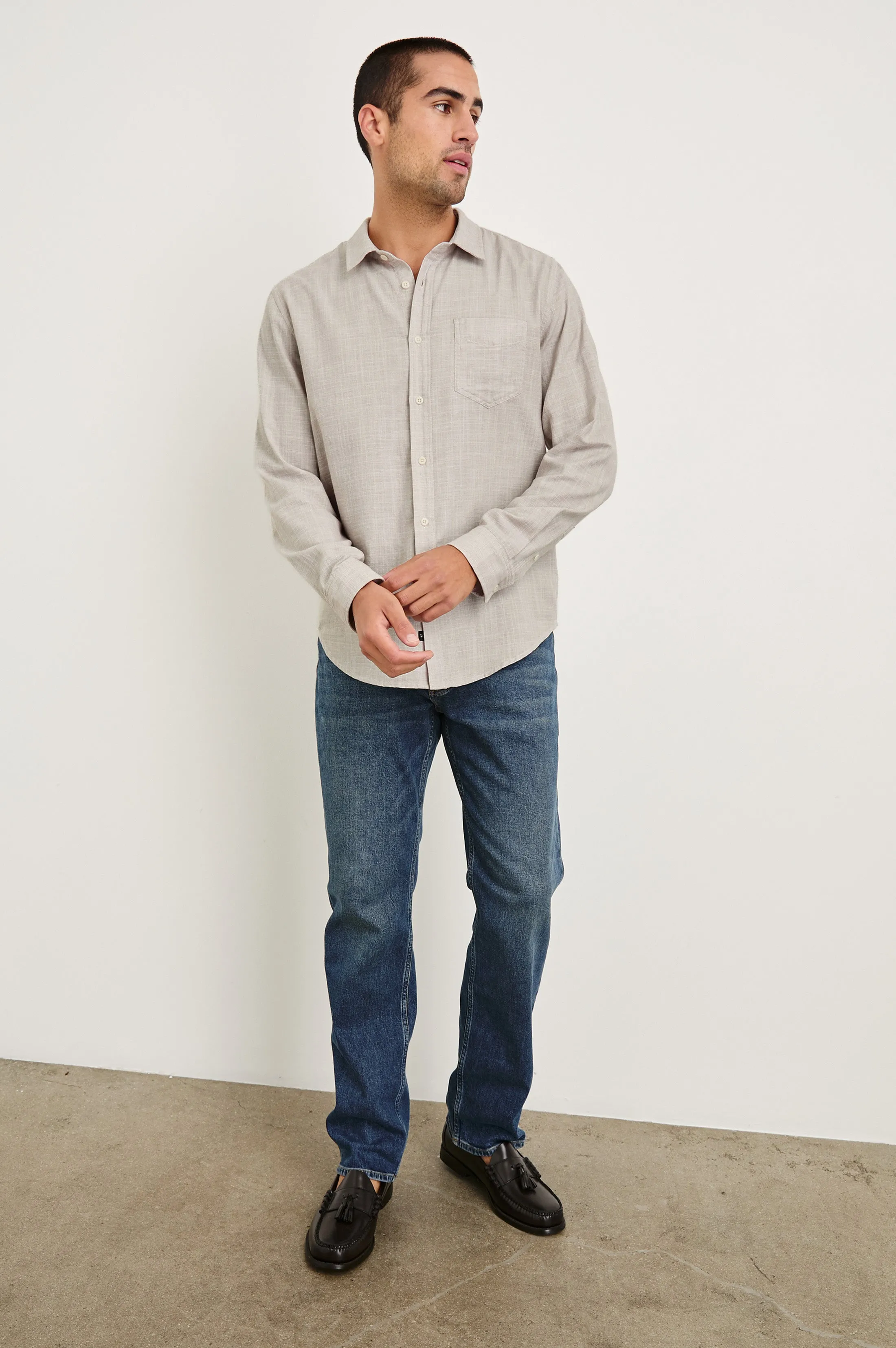 WYATT SHIRT - TAHINI ETCH Rails