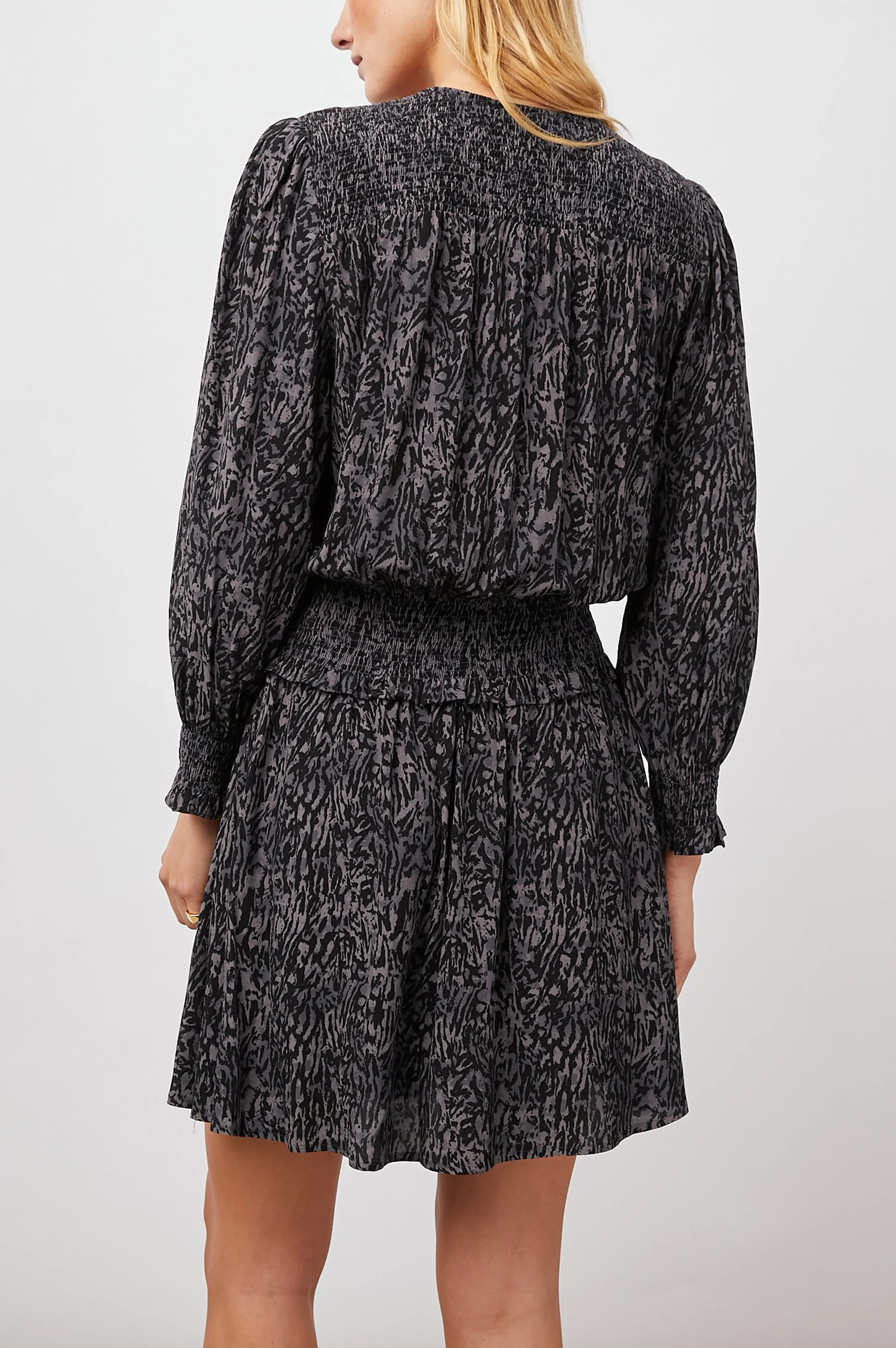 ZANA DRESS - CHARCOAL ABSTRACT ANIMAL Rails