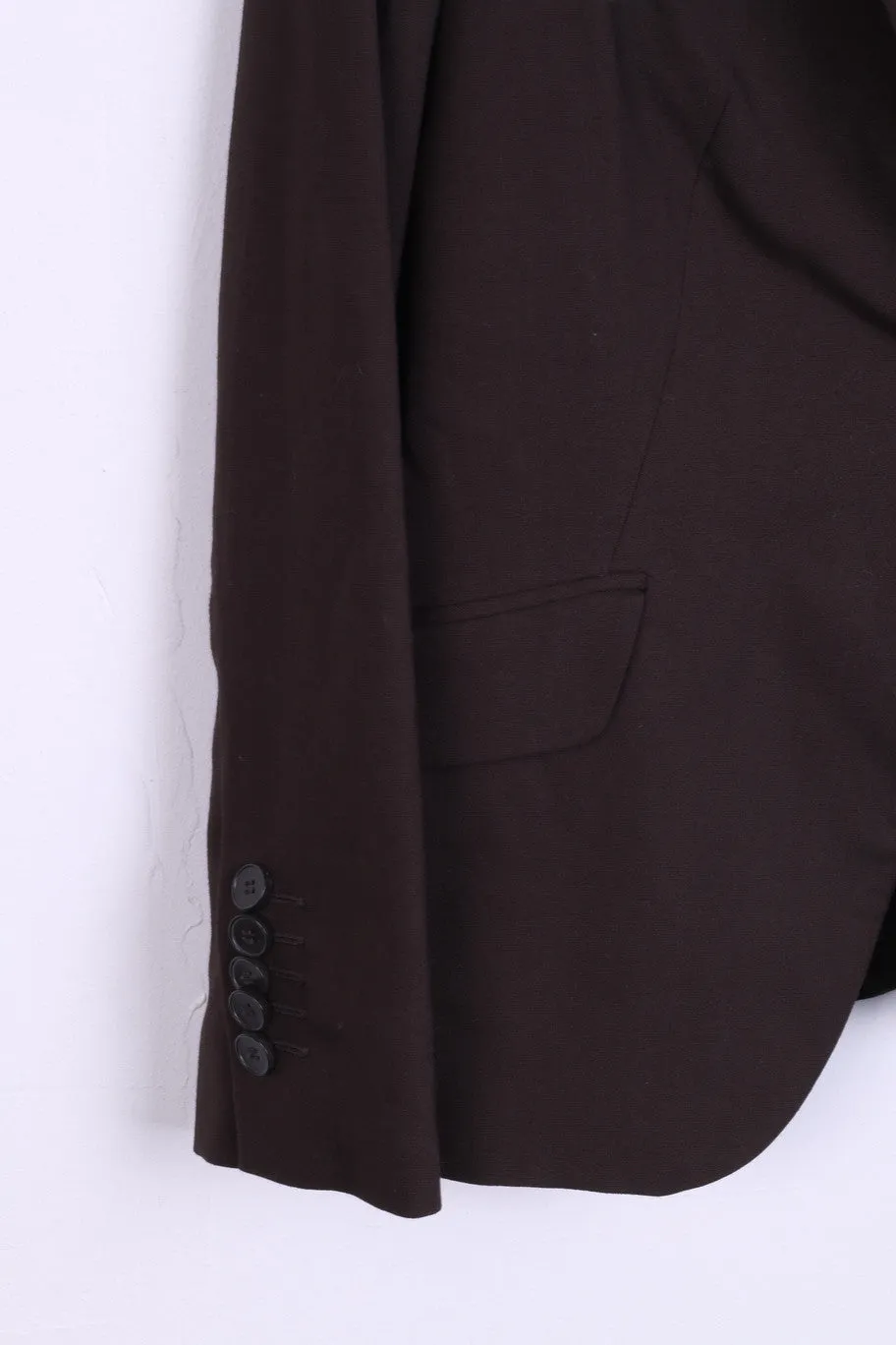 ZARA Basic Womens 42 L Jacket Blazer Brown Single Breasted
