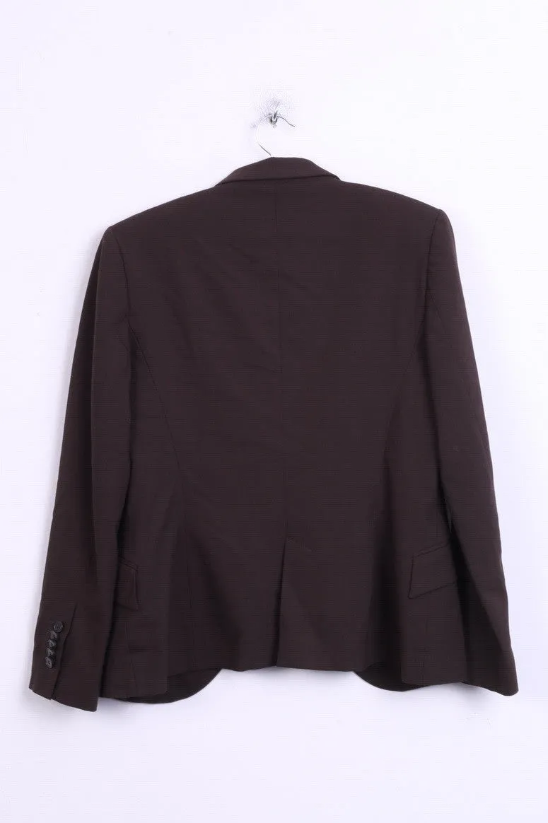 ZARA Basic Womens 42 L Jacket Blazer Brown Single Breasted